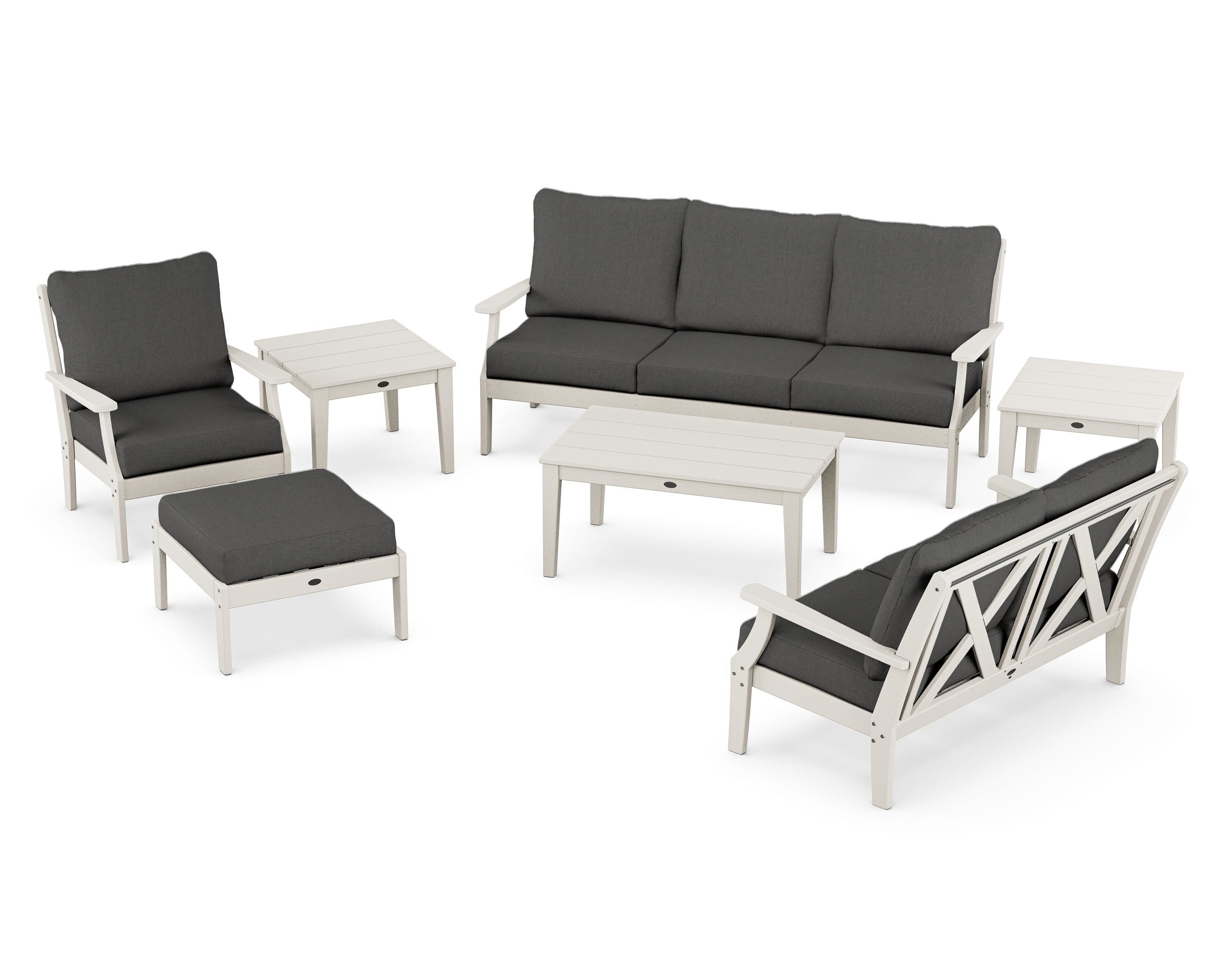 POLYWOOD Braxton 7-Piece Deep Seating Set in Sand / Spectrum Carbon