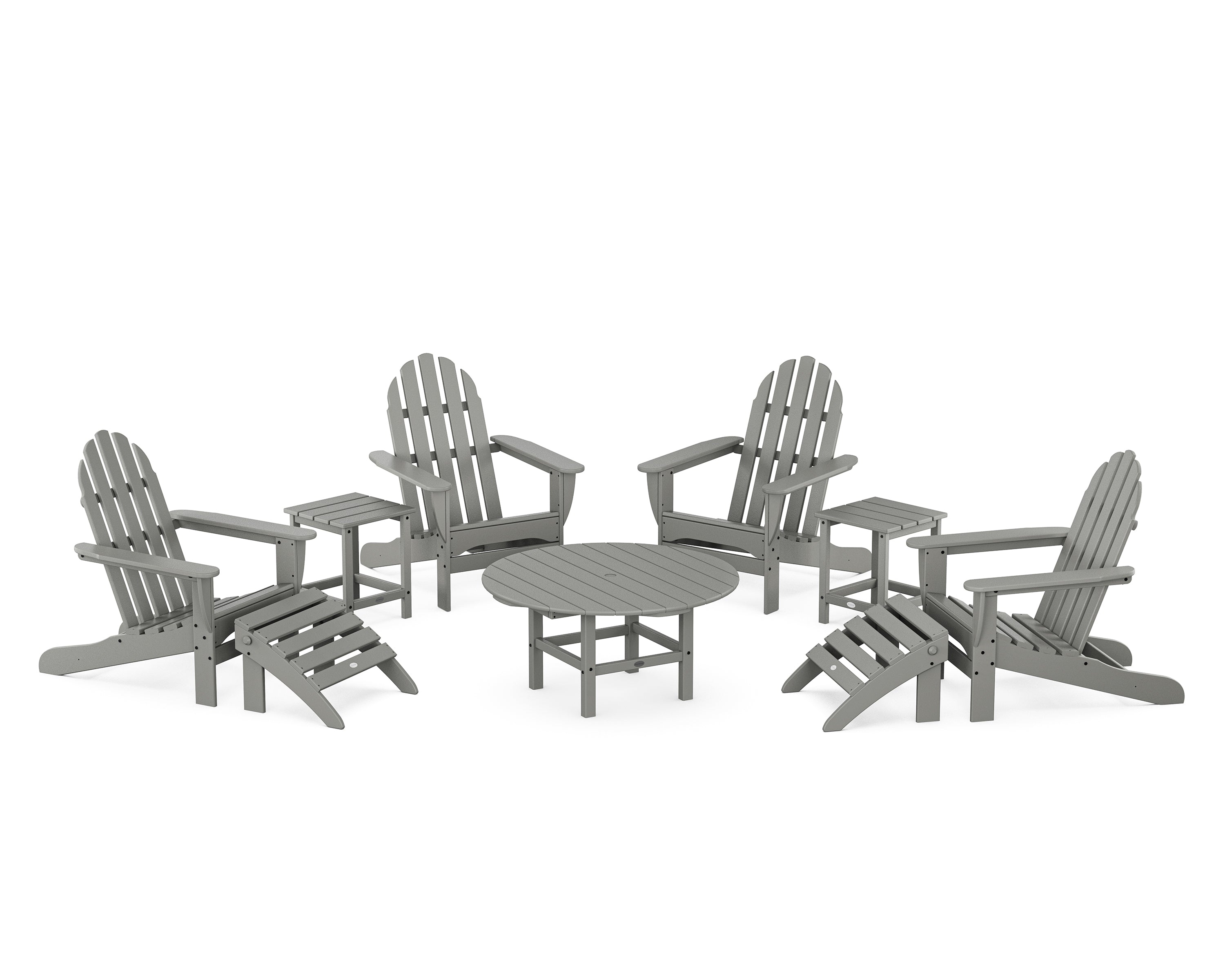 POLYWOOD Classic Adirondack Chair 9-Piece Conversation Set in Slate Grey