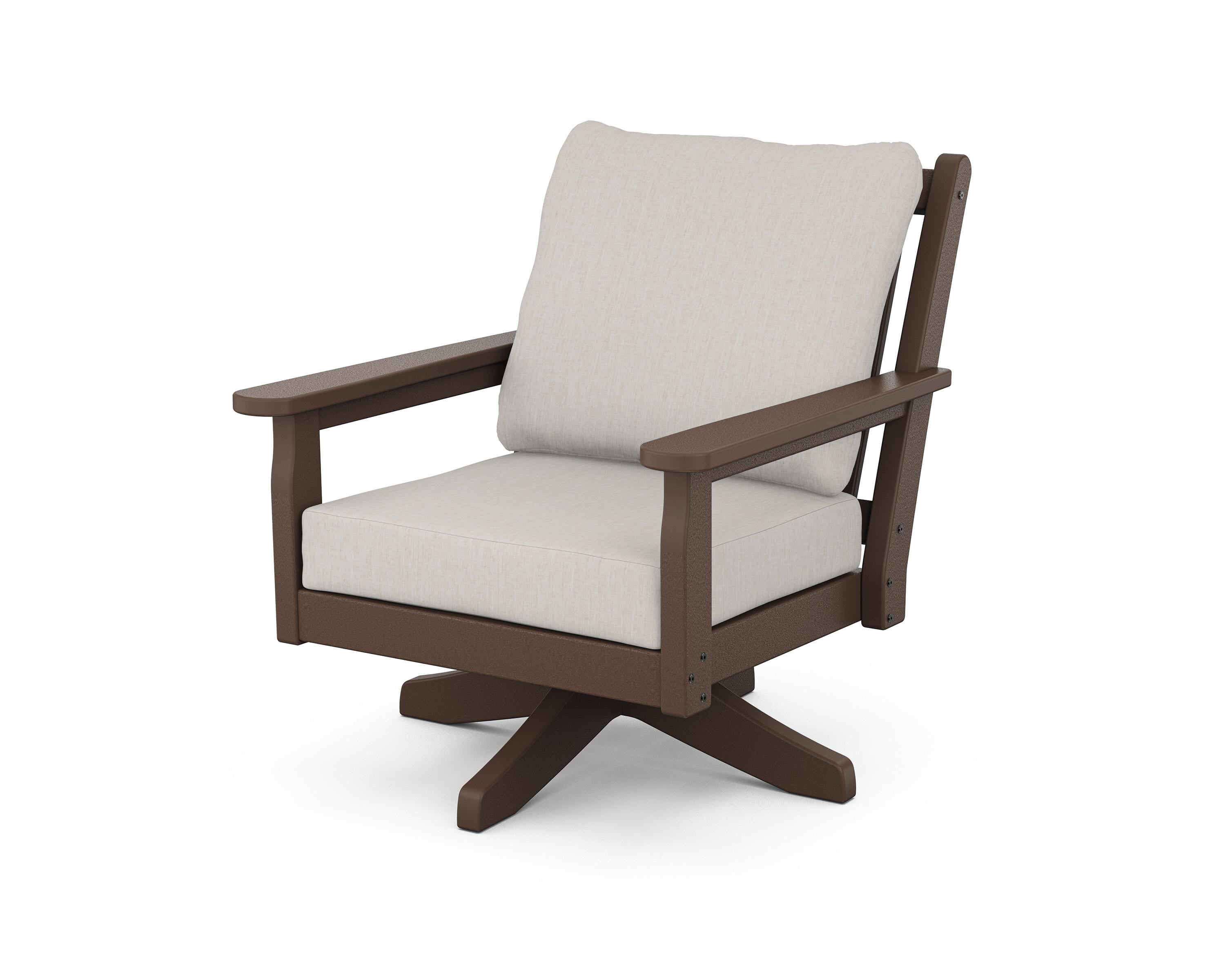 POLYWOOD Chippendale Deep Seating Swivel Chair in Mahogany / Cast Ash