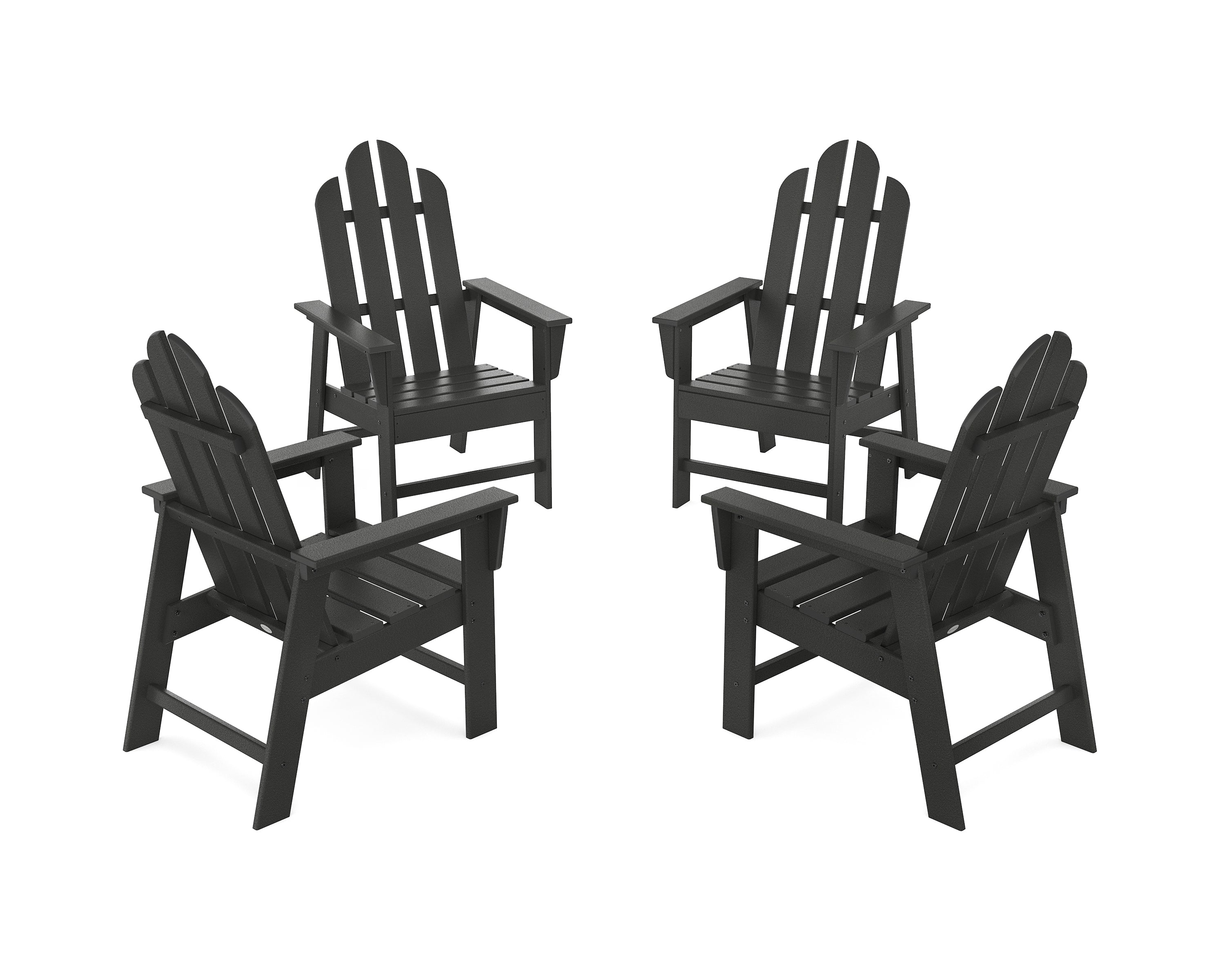POLYWOOD Long Island 4-Piece Upright Adirondack Conversation Set in Black