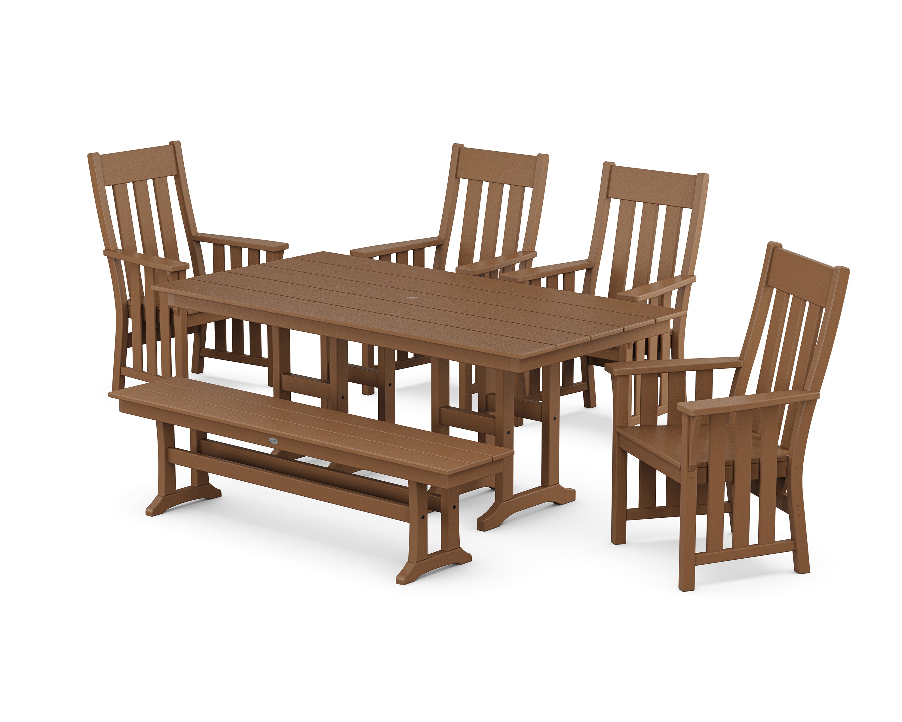 Martha Stewart by POLYWOOD Acadia 6-Piece Farmhouse Dining Set with Bench in Teak
