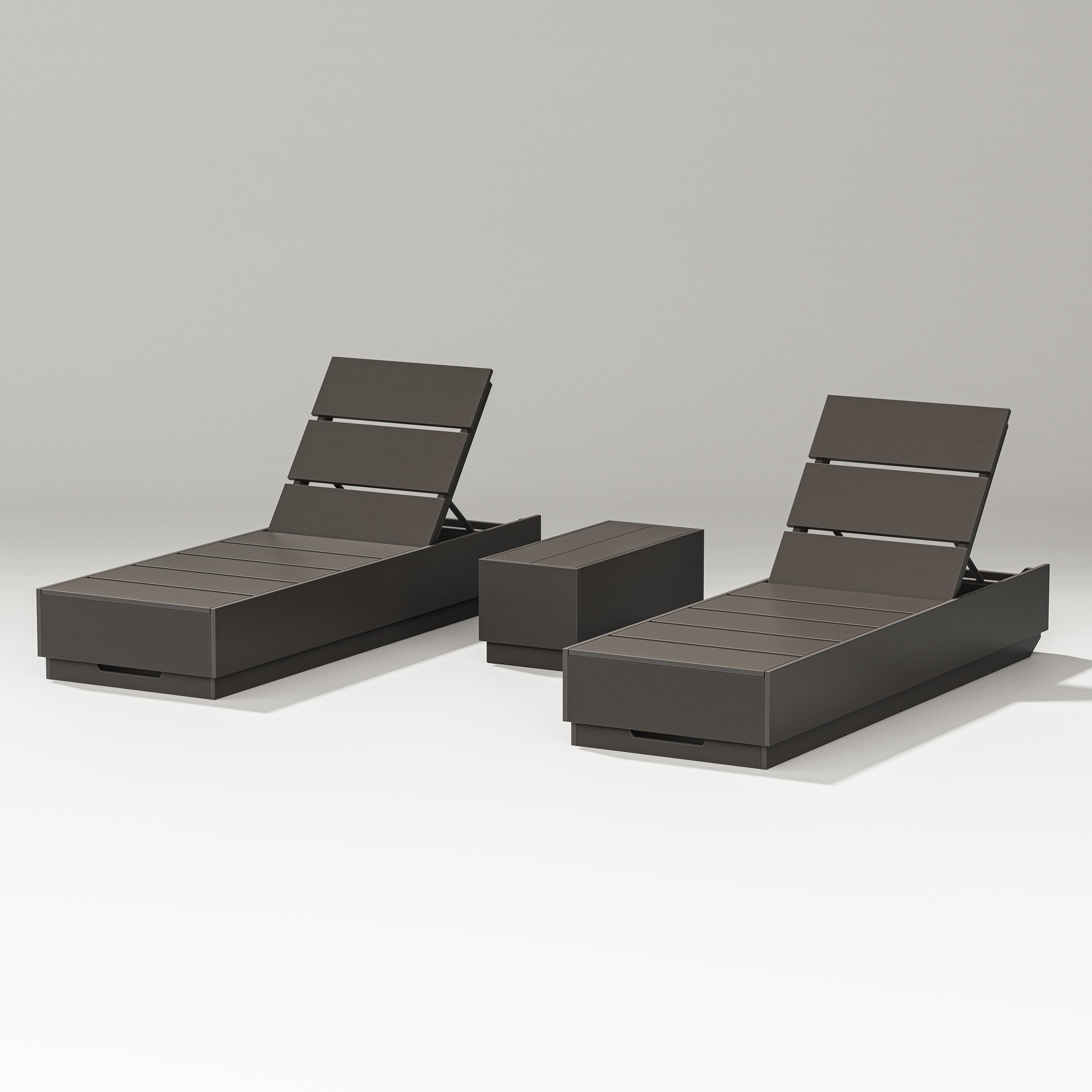 POLYWOOD Designer Series Elevate 3-Piece Chaise Lounge Set in Vintage Coffee