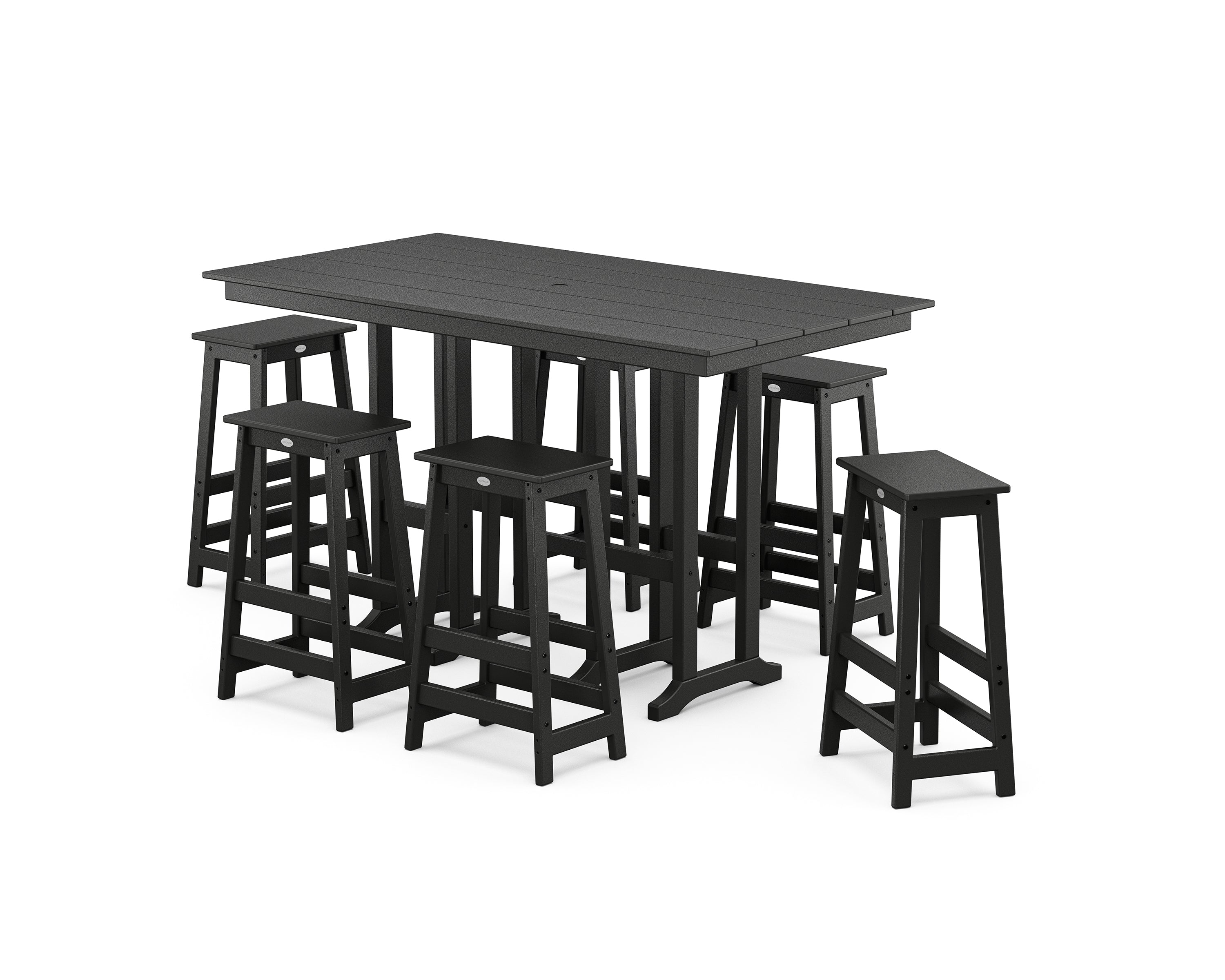 POLYWOOD Modern Studio Bar Stool 7-Piece Set in Black
