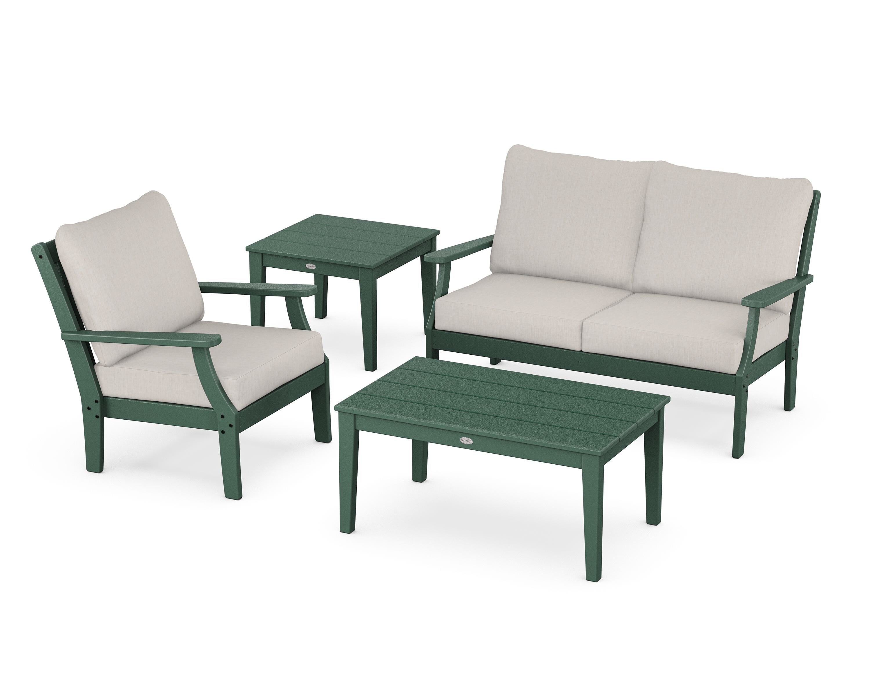 POLYWOOD Braxton 4-Piece Deep Seating Set in Green / Cast Ash
