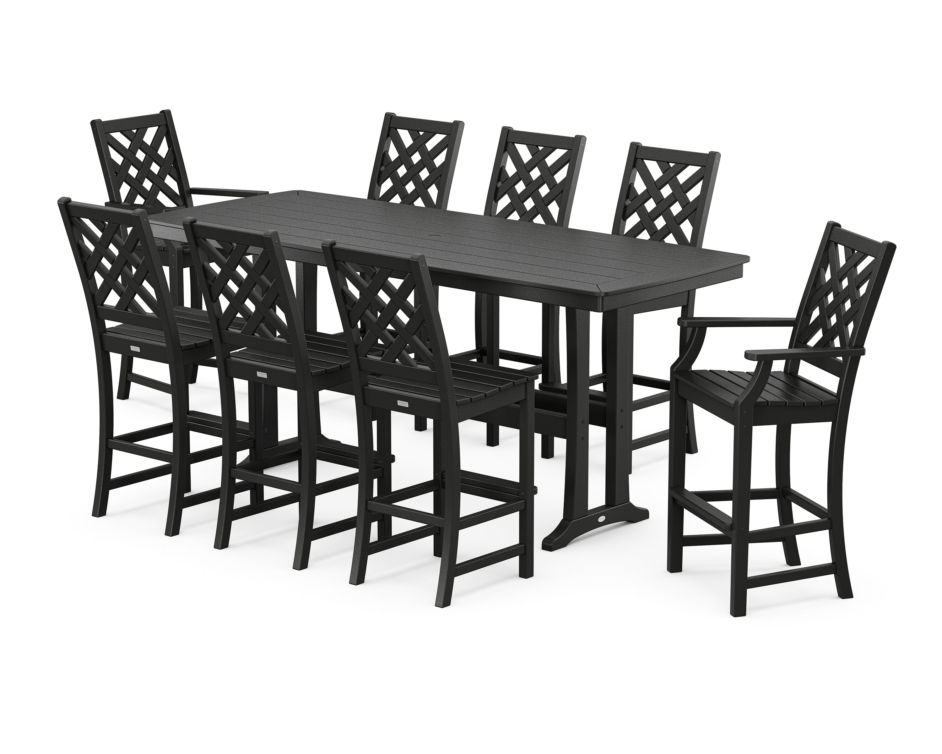 Country Living Wovendale 9-Piece Bar Set with Trestle Legs in Black
