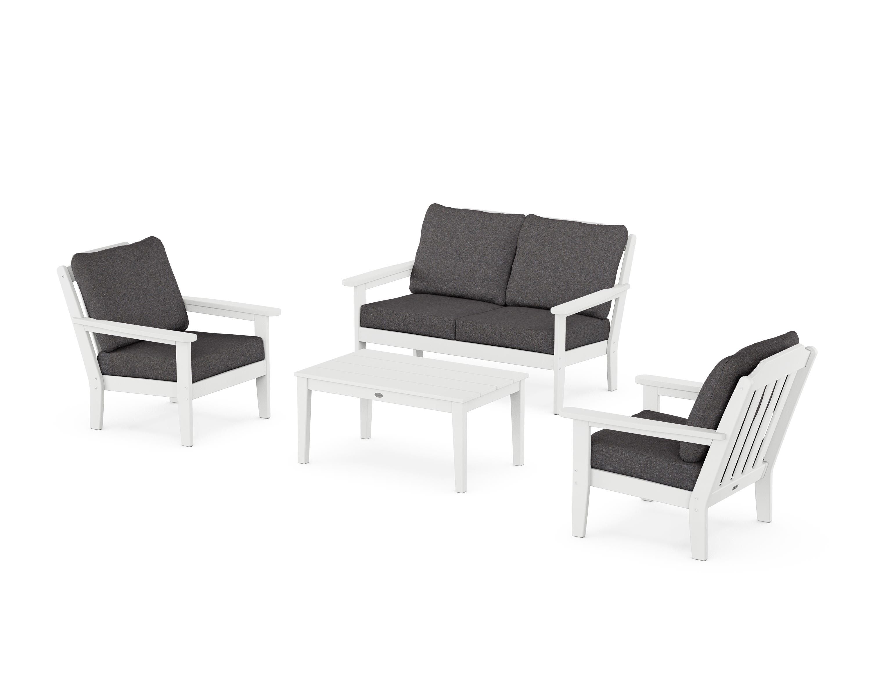 Country Living Cottage 4-Piece Deep Seating Set with Loveseat in White / Ash Charcoal