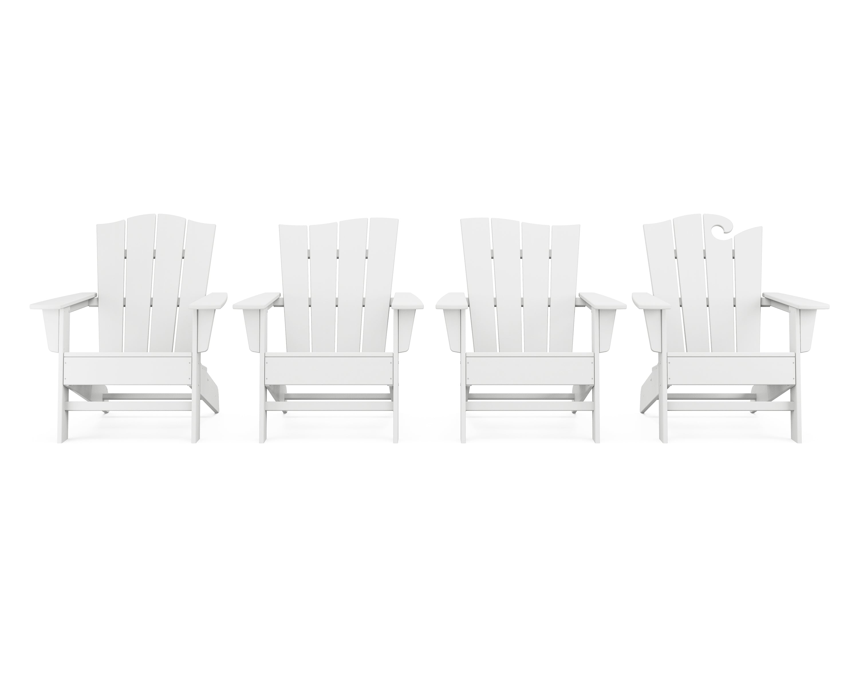 POLYWOOD® Wave Collection 4-Piece Adirondack Chair Set in White