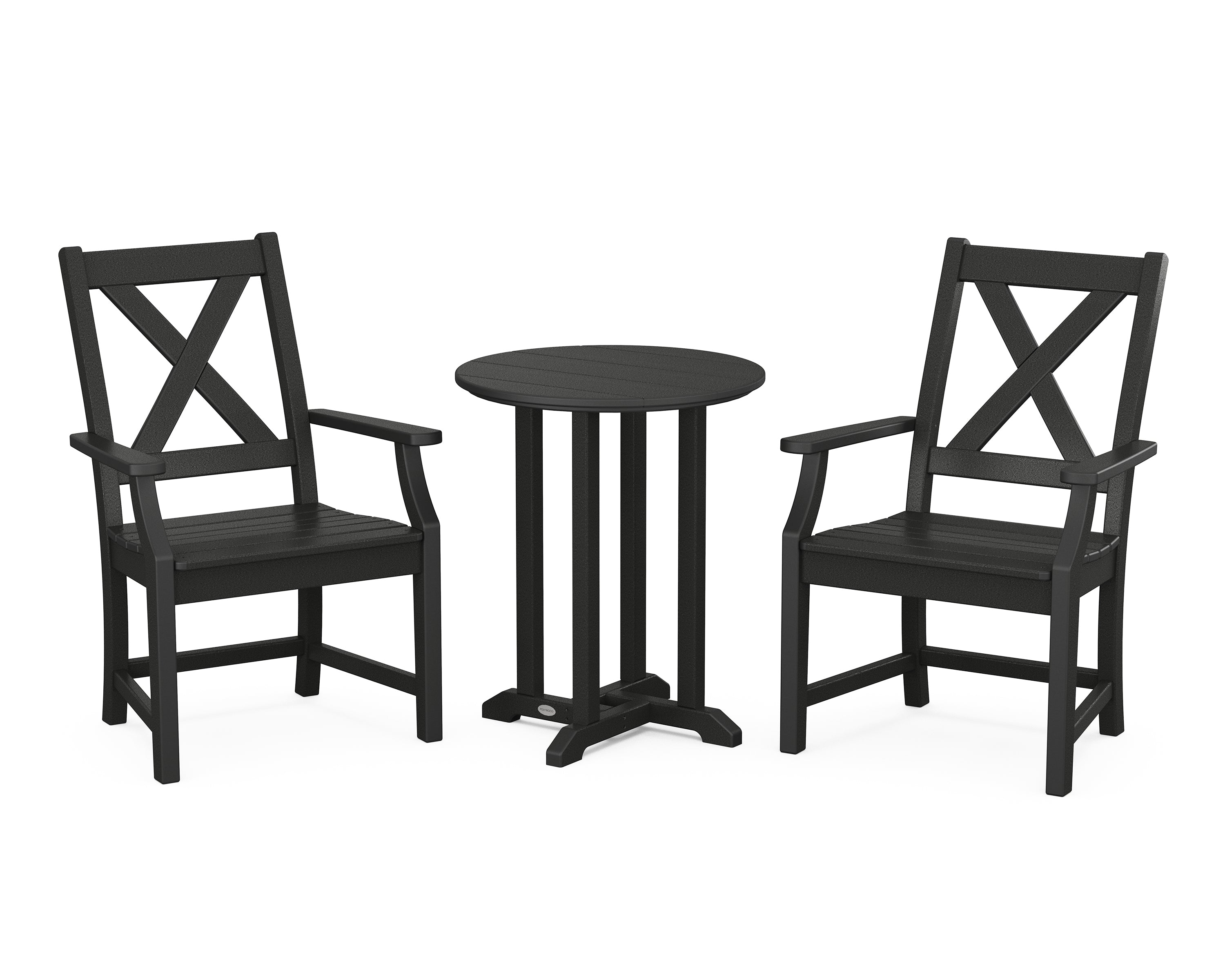POLYWOOD Braxton 3-Piece Round Bistro Dining Set in Black