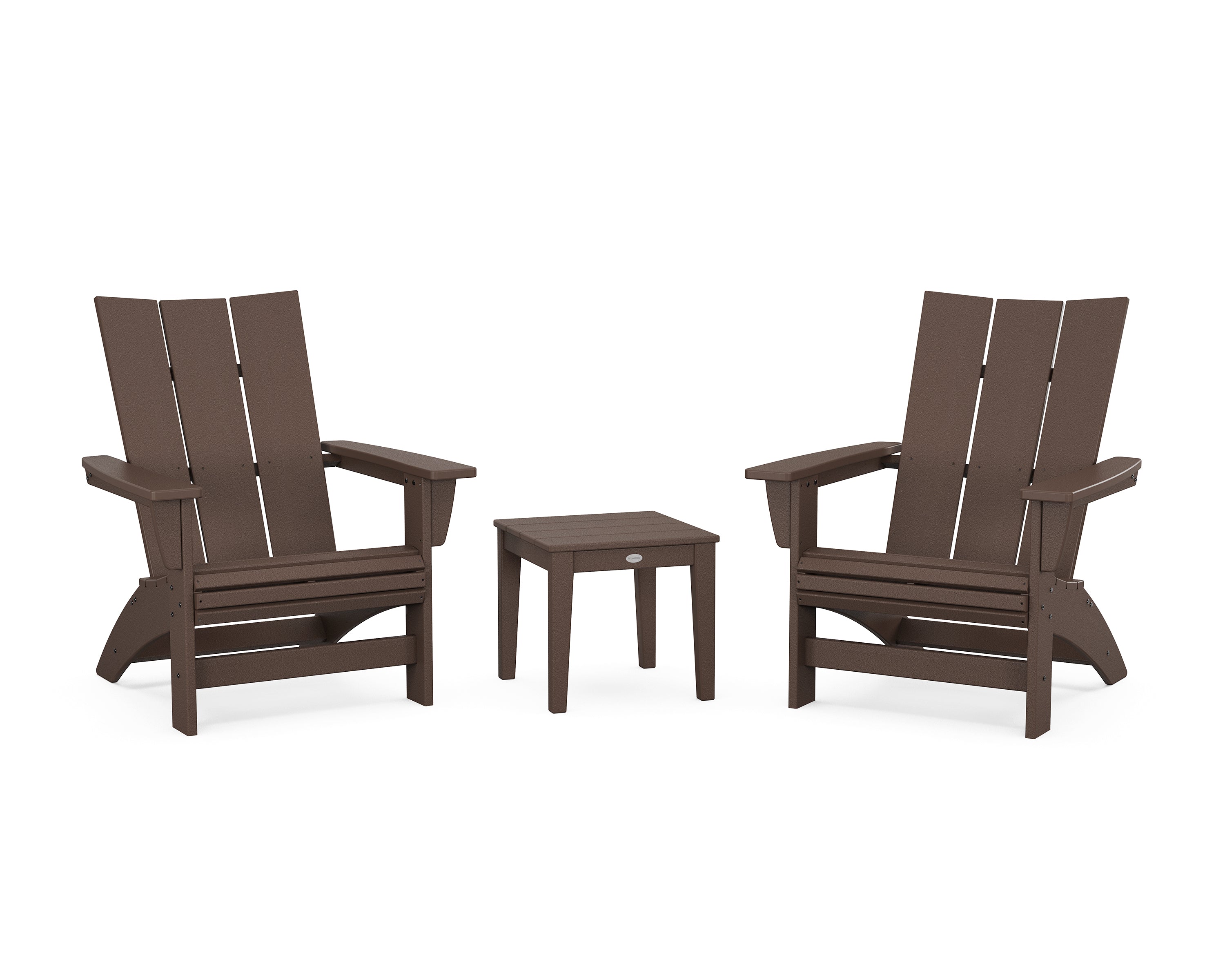 POLYWOOD 3-Piece Modern Grand Adirondack Set in Mahogany