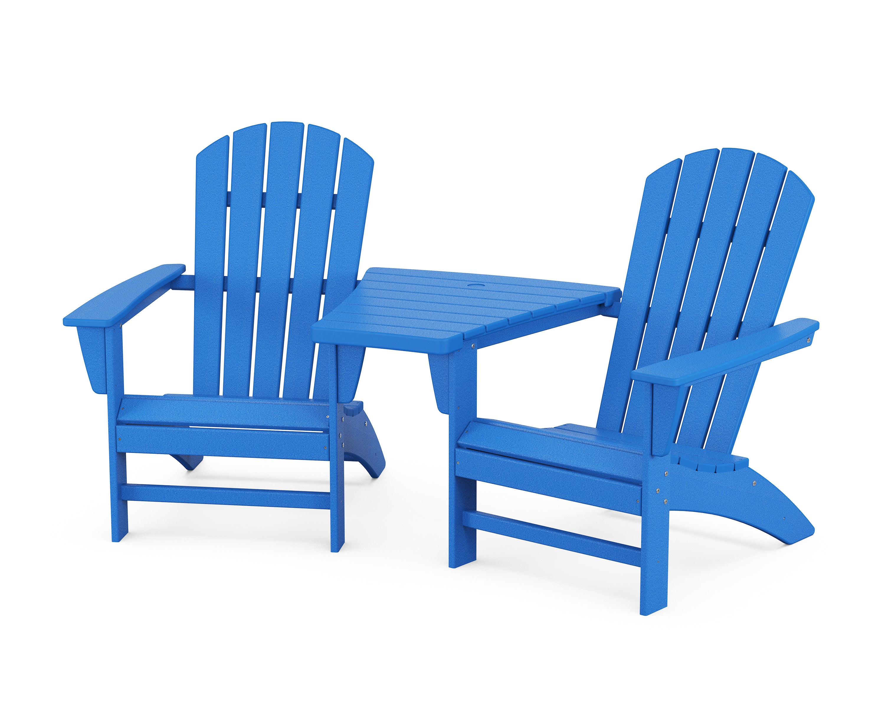 POLYWOOD® Nautical 3-Piece Adirondack Set with Angled Connecting Table in Pacific Blue
