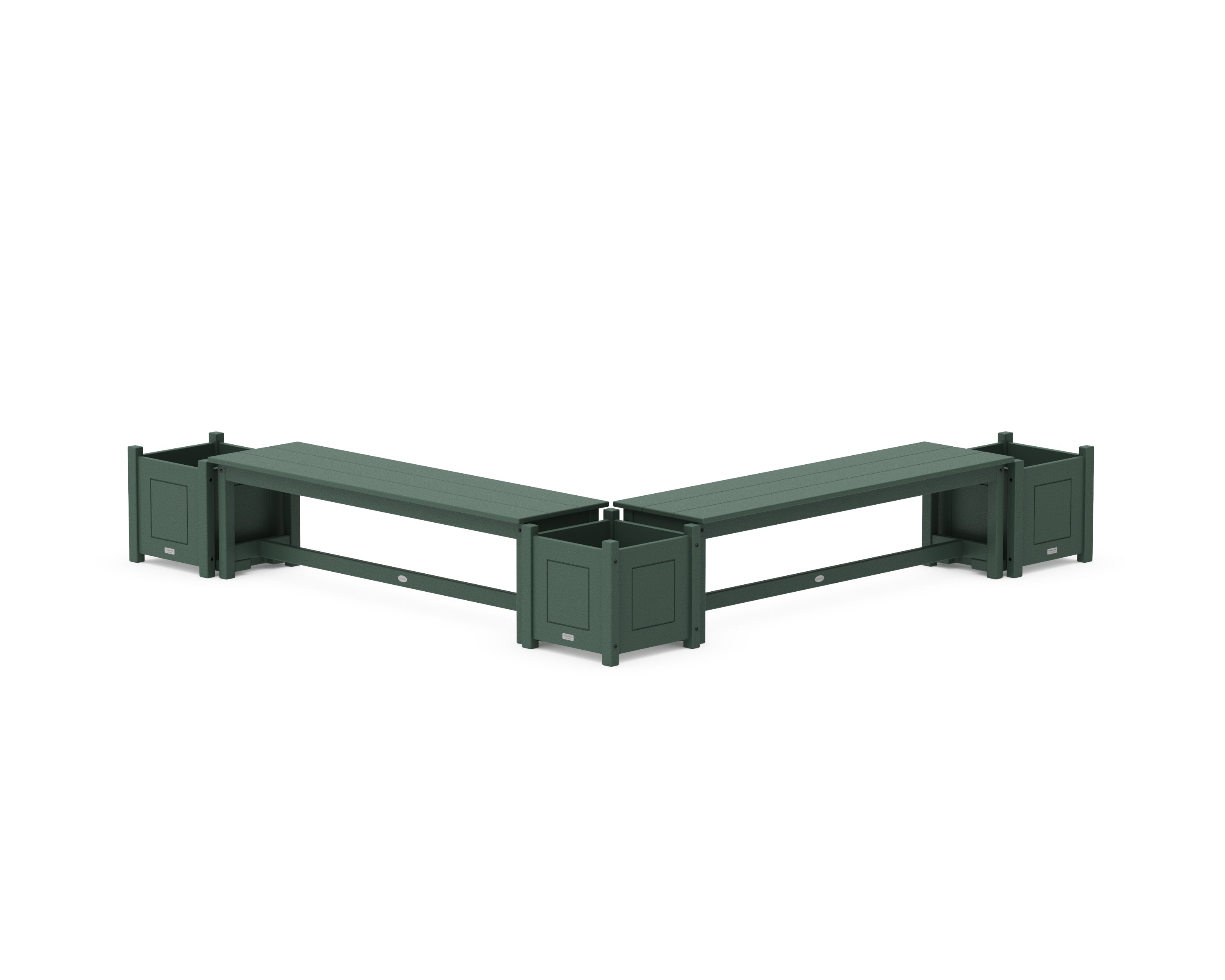 Country Living 60" Country Living L- Shaped Planter Bench Corner Set in Green