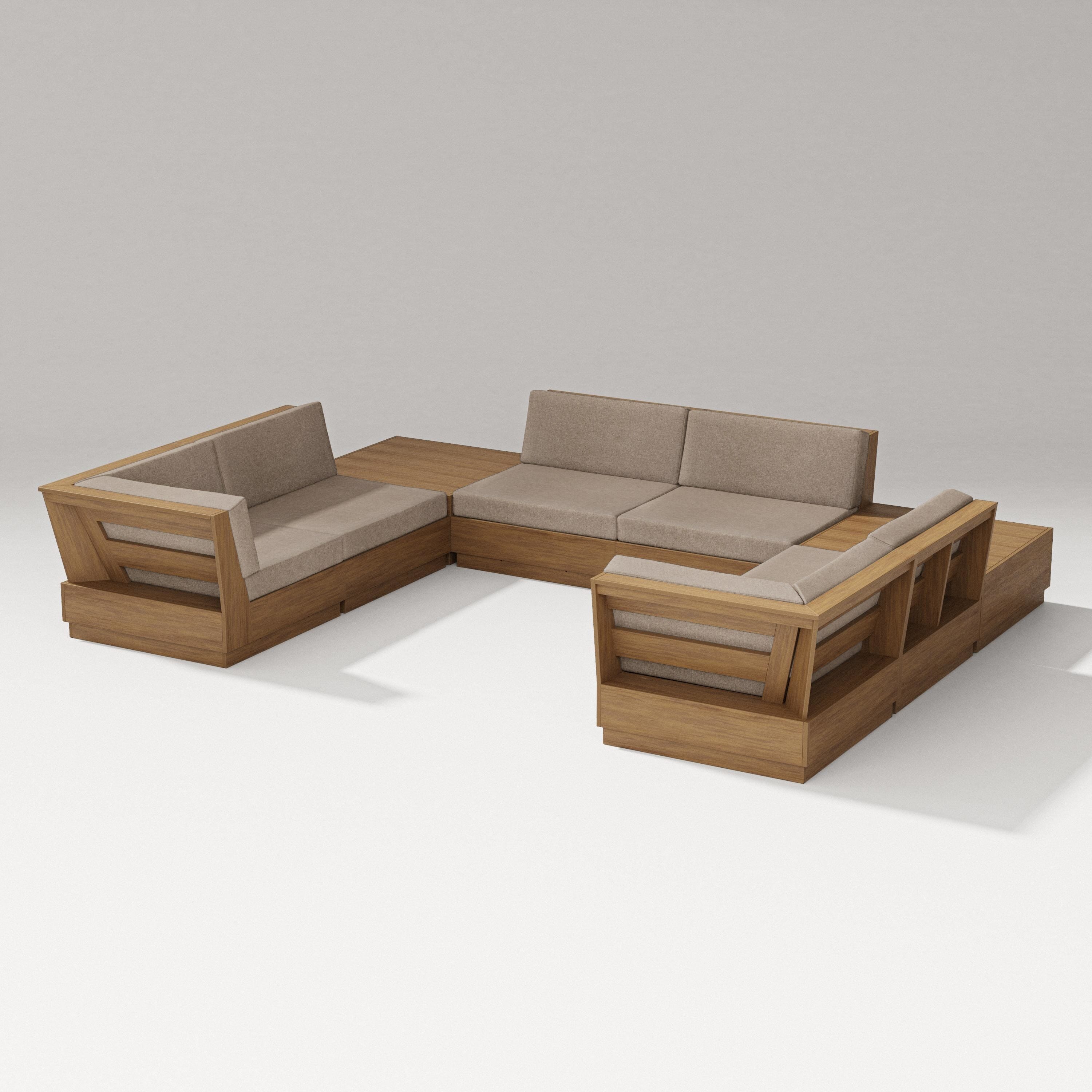 PW Designer Series Elevate 8-Piece U-Shaped Sectional in Natural / Spiced Burlap