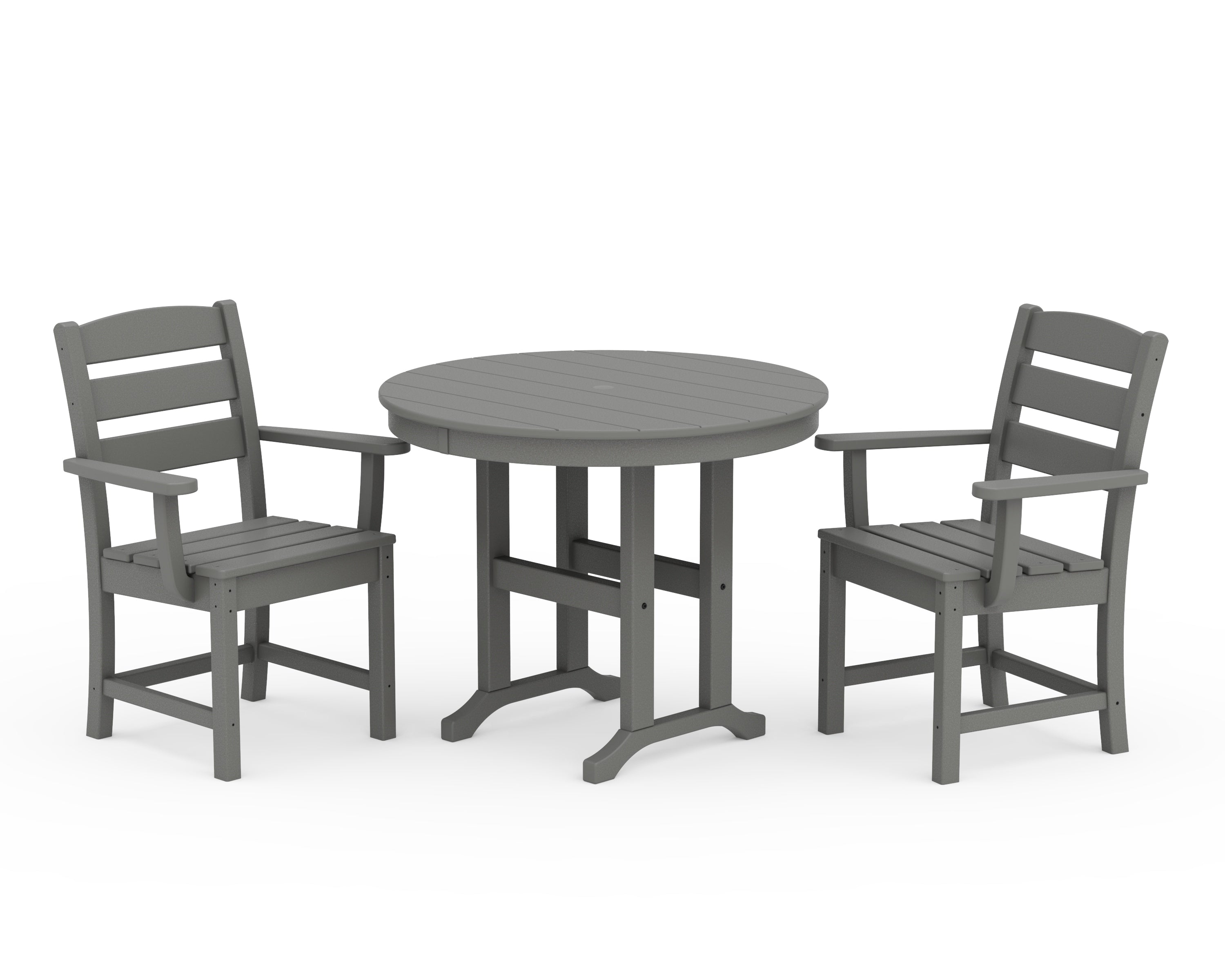 POLYWOOD Lakeside 3-Piece Round Dining Set in Slate Grey
