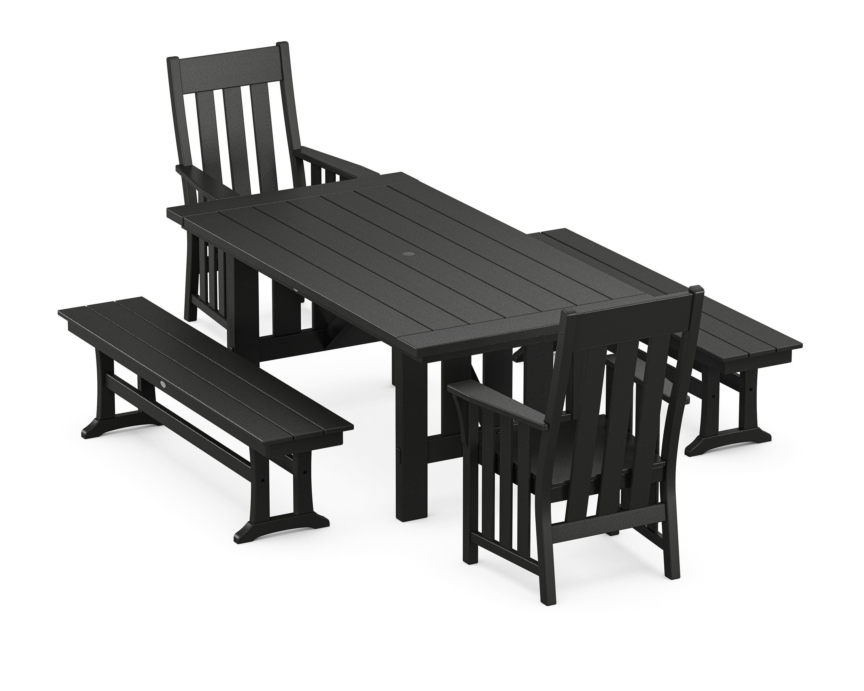 Martha Stewart by POLYWOOD Acadia 5-Piece Dining Set with Benches in Black
