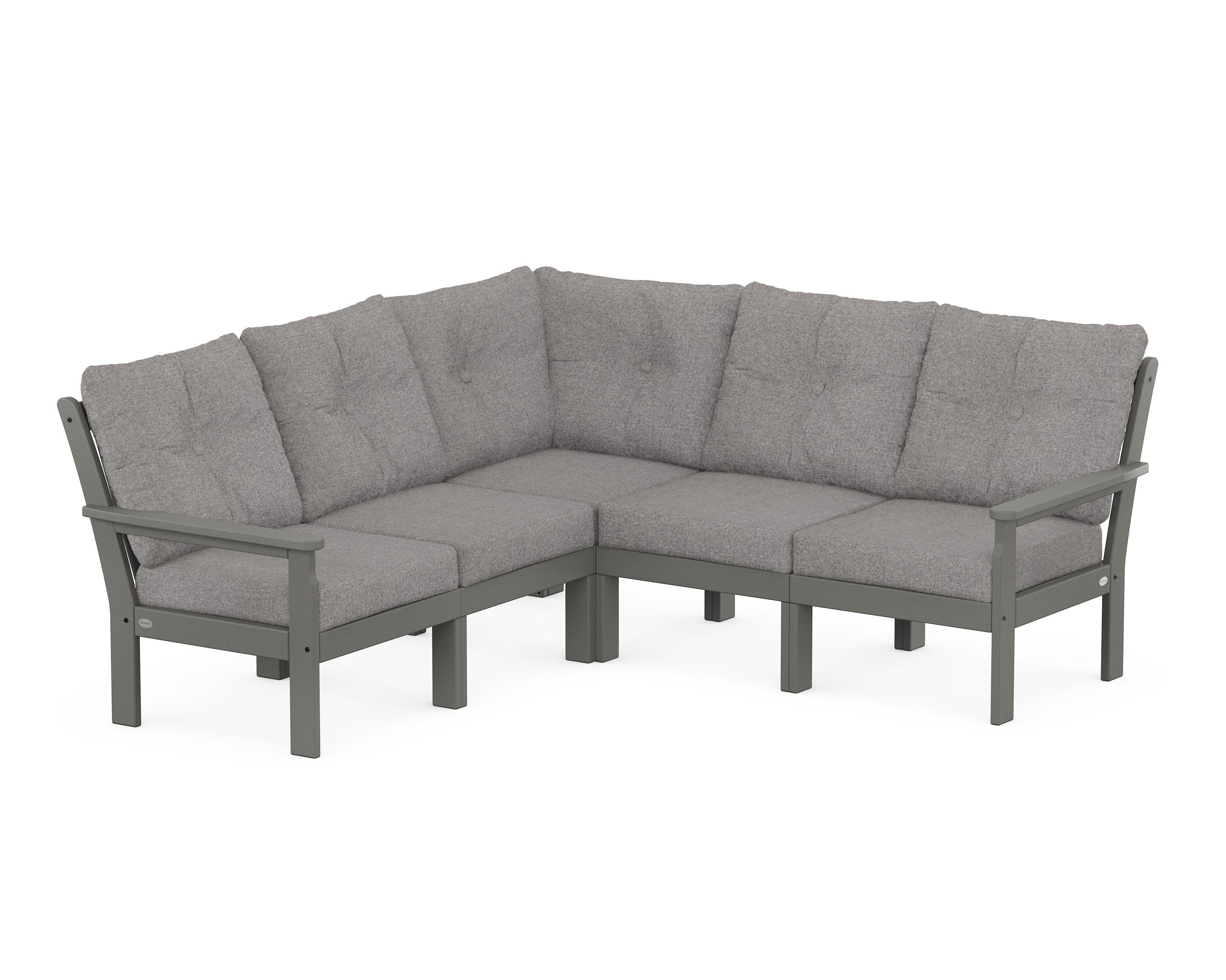 POLYWOOD Vineyard 5-Piece Sectional in Slate Grey / Grey Mist