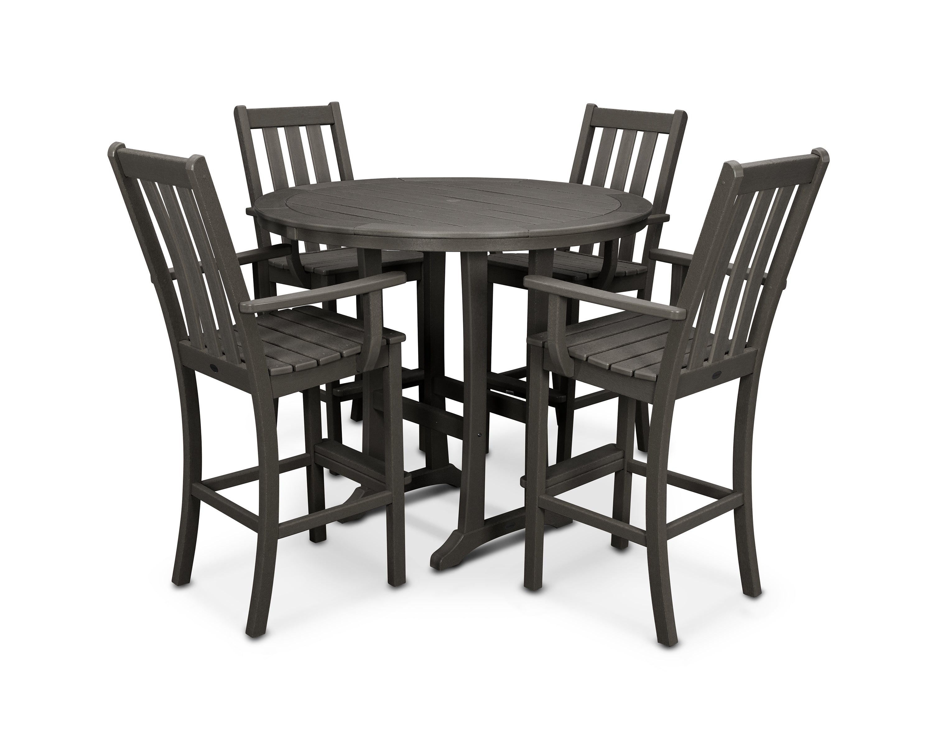 POLYWOOD® Vineyard 5-Piece Round Bar Set in Vintage Coffee