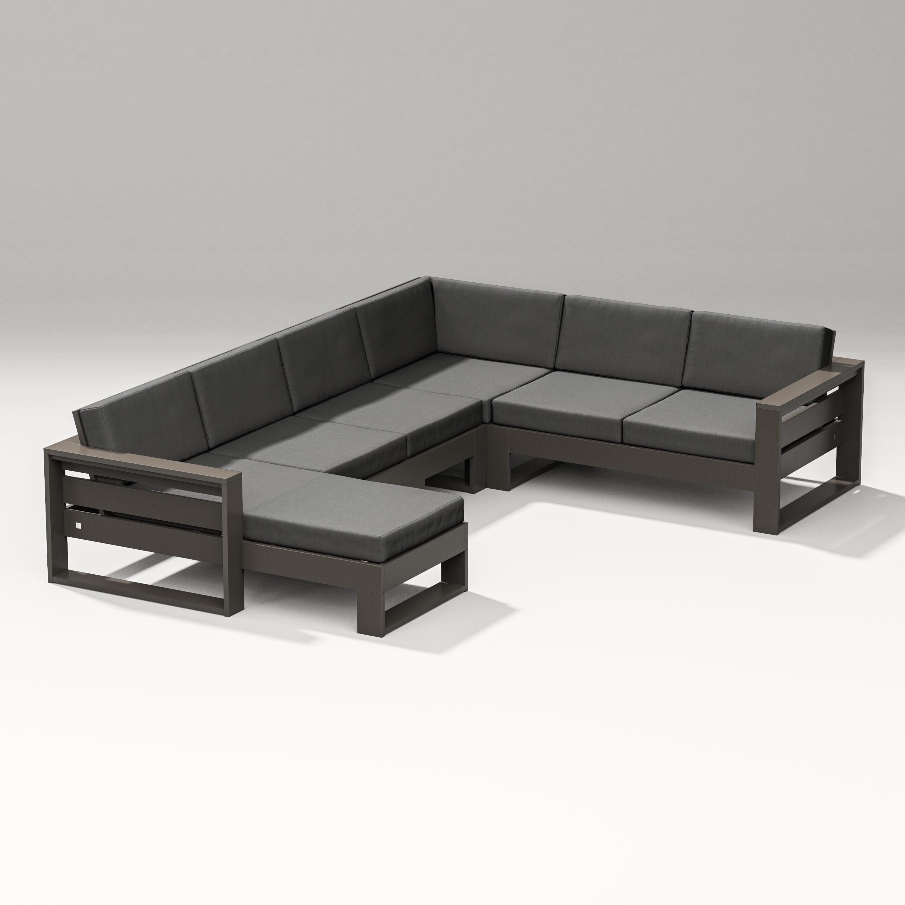 PW Designer Series Latitude Corner Sectional with Left Chaise in Vintage Coffee / Spectrum Carbon