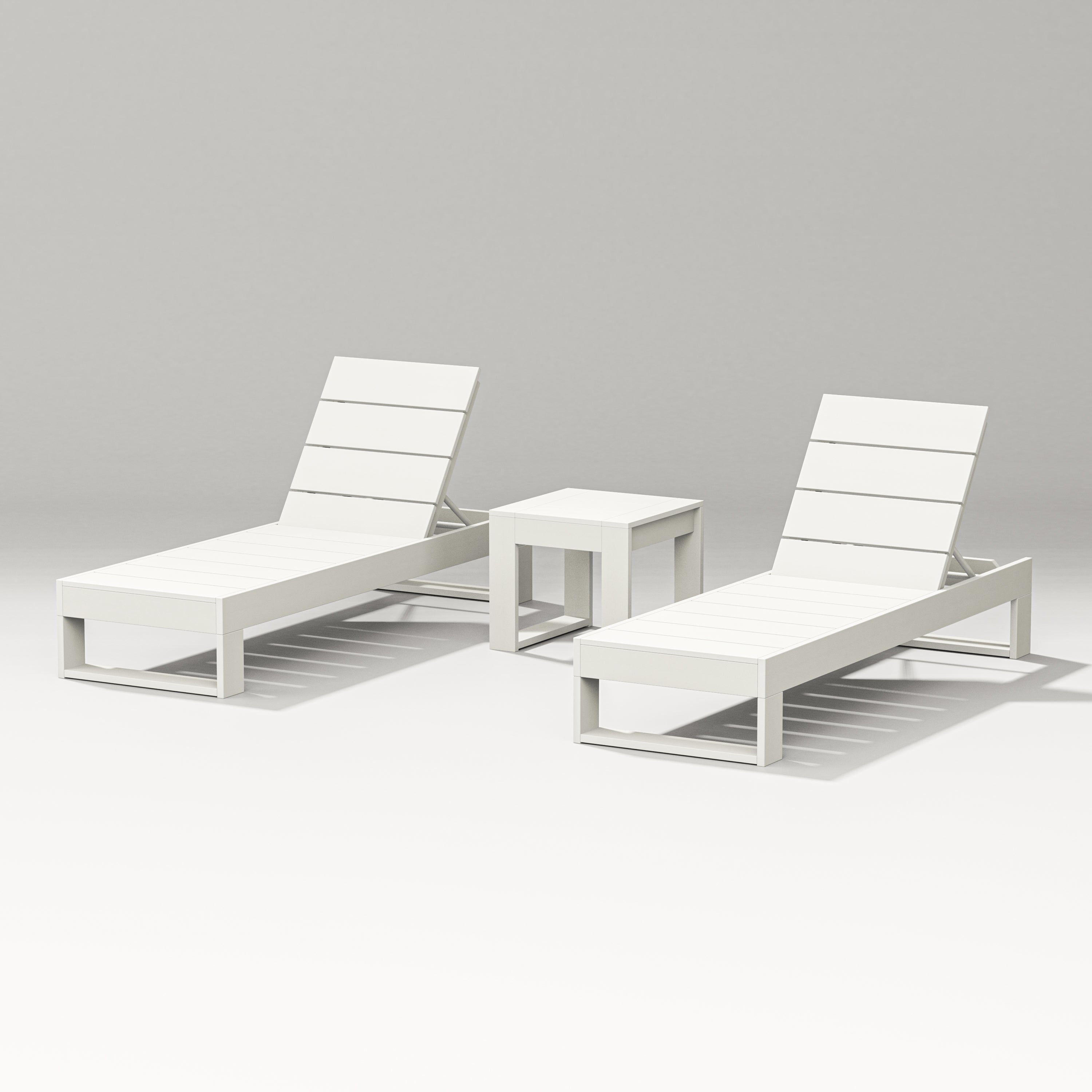 PW Designer Series Latitude 3-Piece Lounge Chaise Set in Vintage White