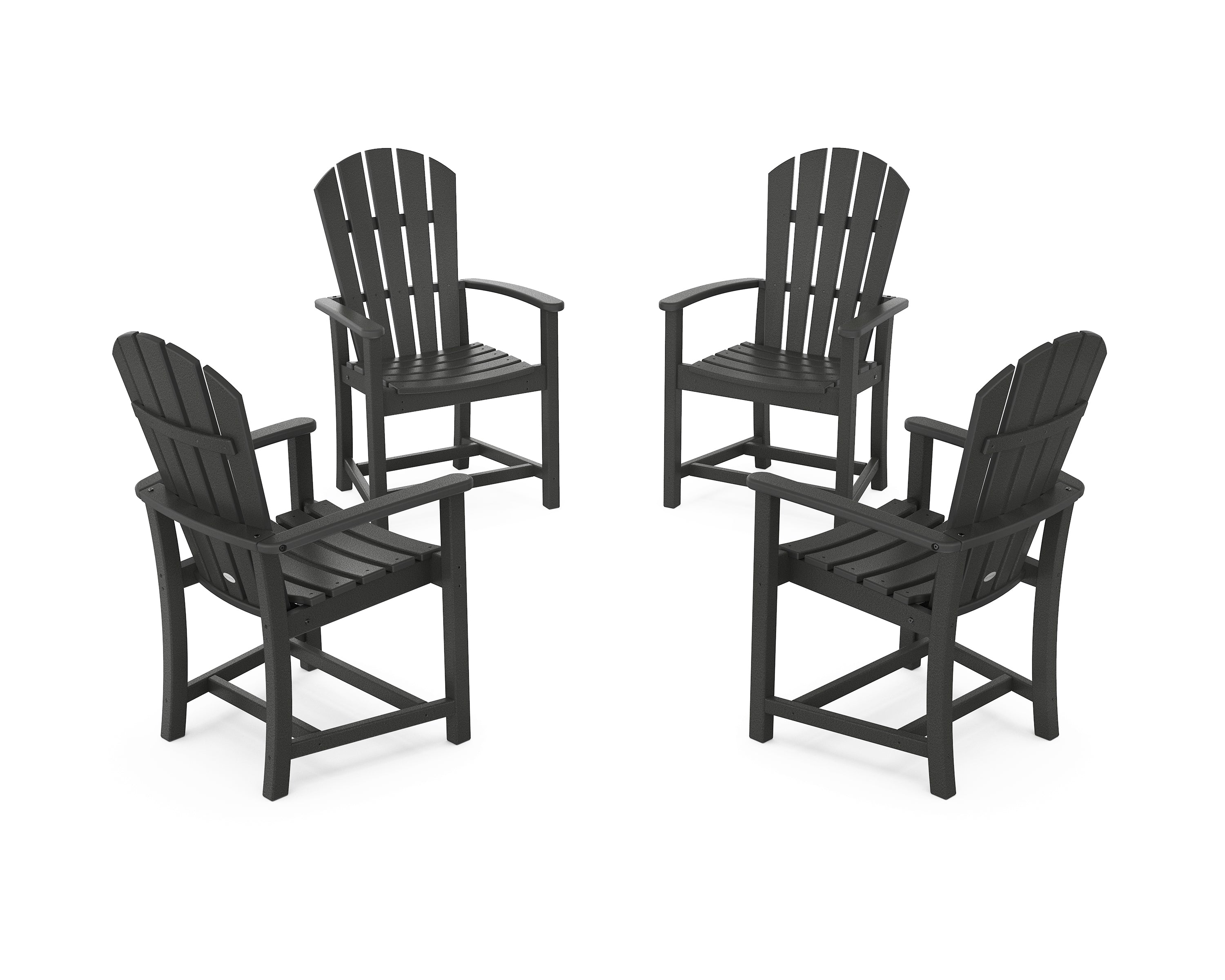 POLYWOOD Palm Coast 4-Piece Upright Adirondack Conversation Set in Black