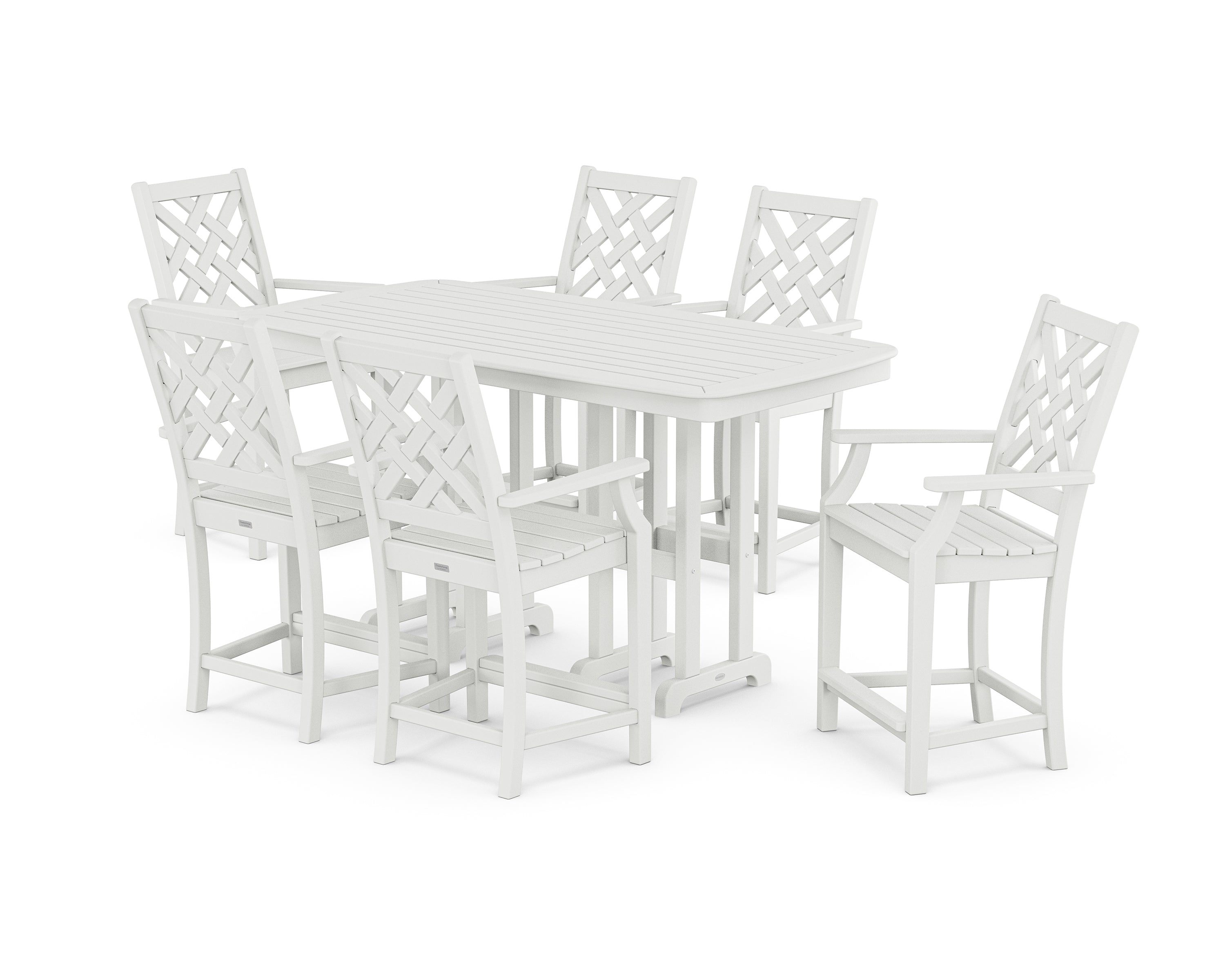 Country Living Wovendale Arm Chair 7-Piece Counter Set in White
