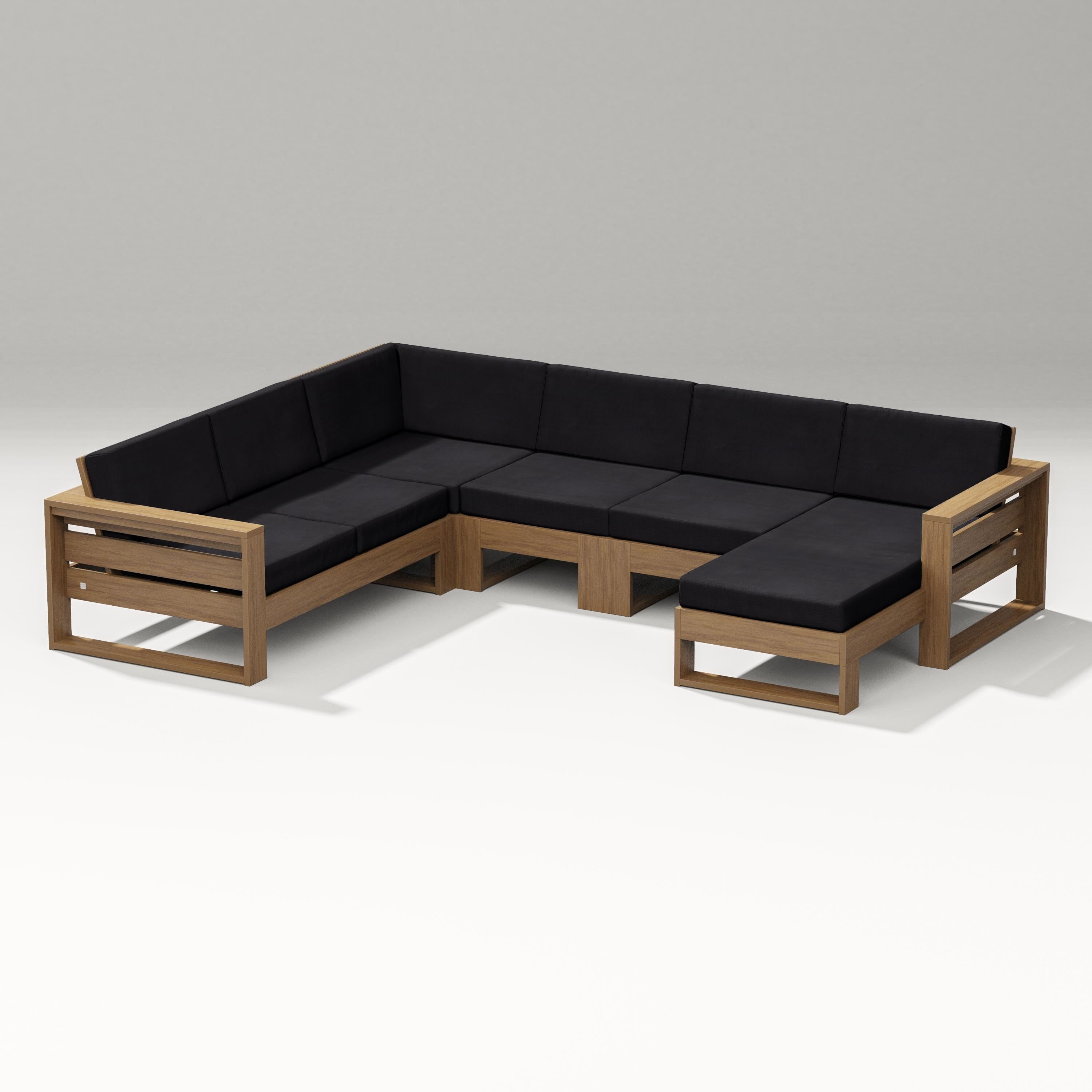 PW Designer Series Latitude Corner Sectional with Right Chaise in Natural / Midnight Linen