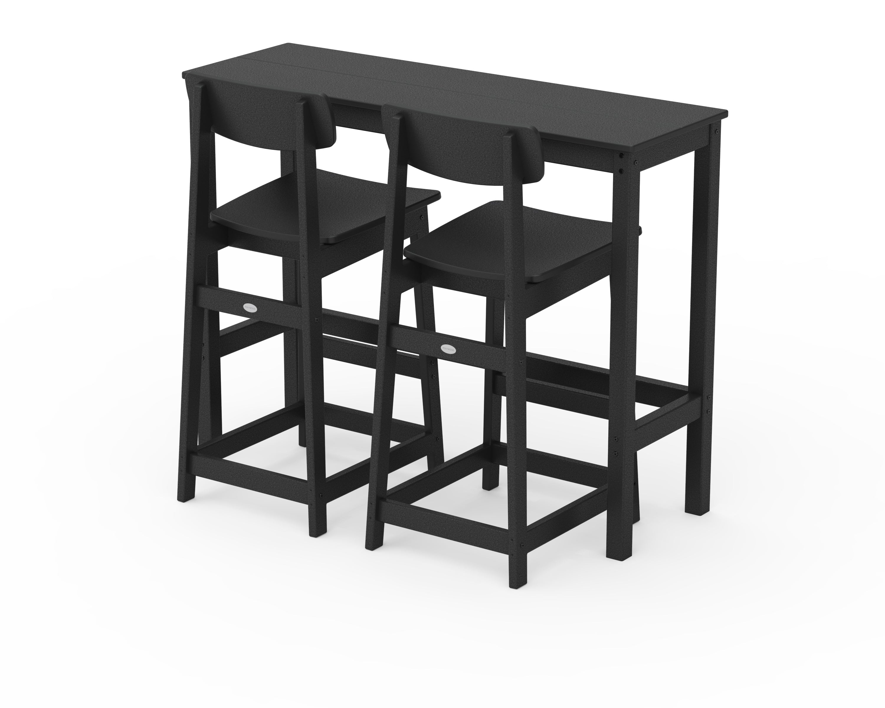 POLYWOOD Modern Studio Urban Bar Chair 3-Piece Balcony Set in Black