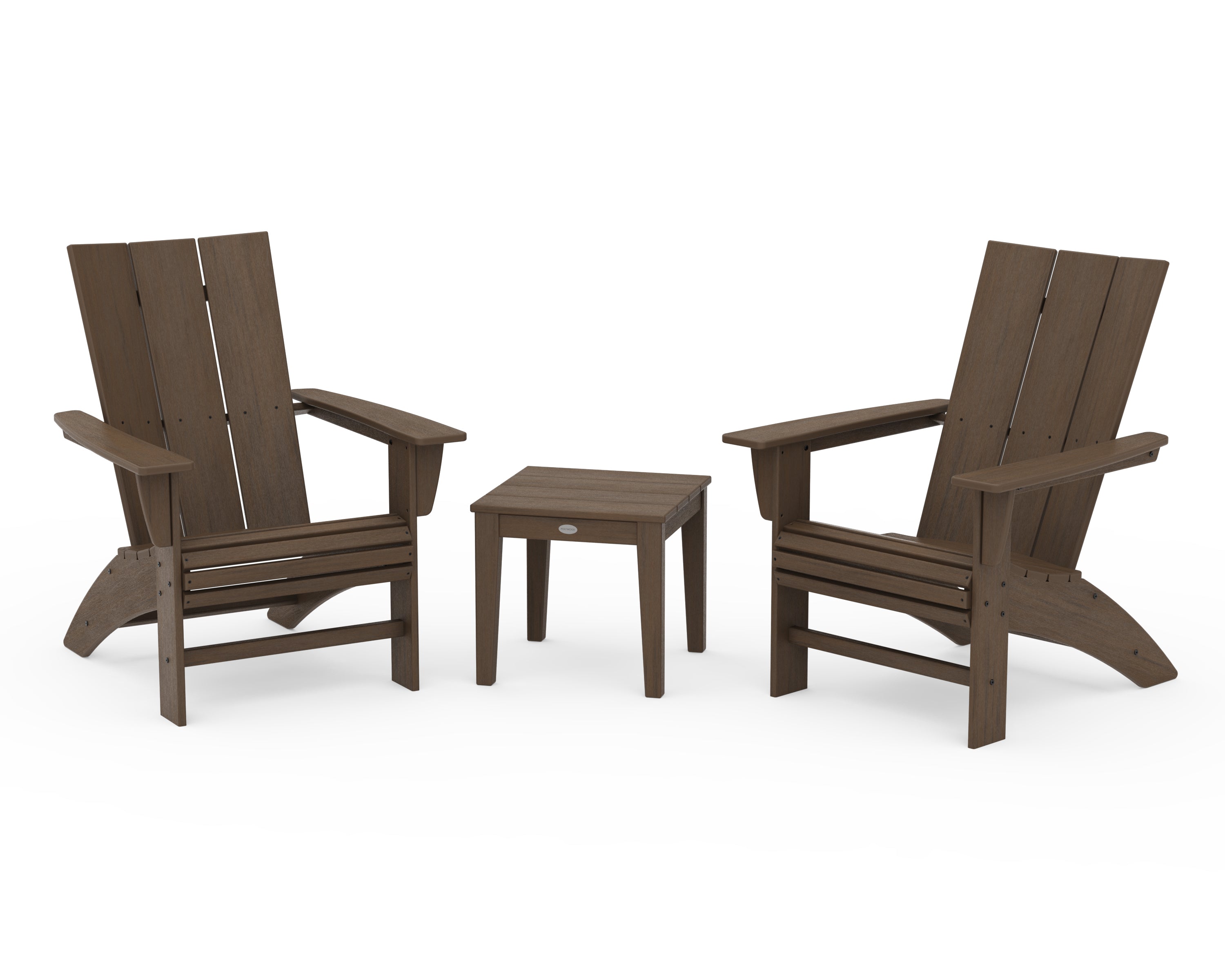 POLYWOOD Modern 3-Piece Curveback Adirondack Set in Kona