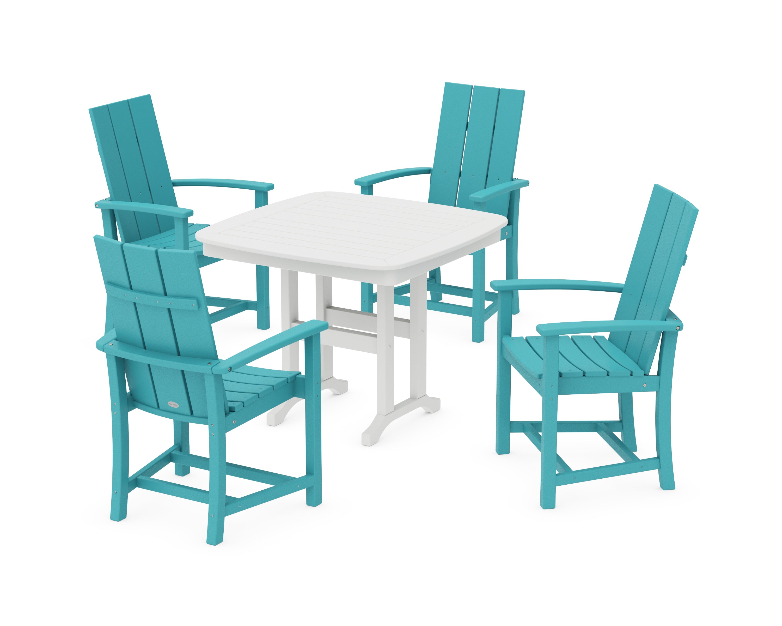 POLYWOOD Modern Adirondack 5-Piece Dining Set in Aruba / White