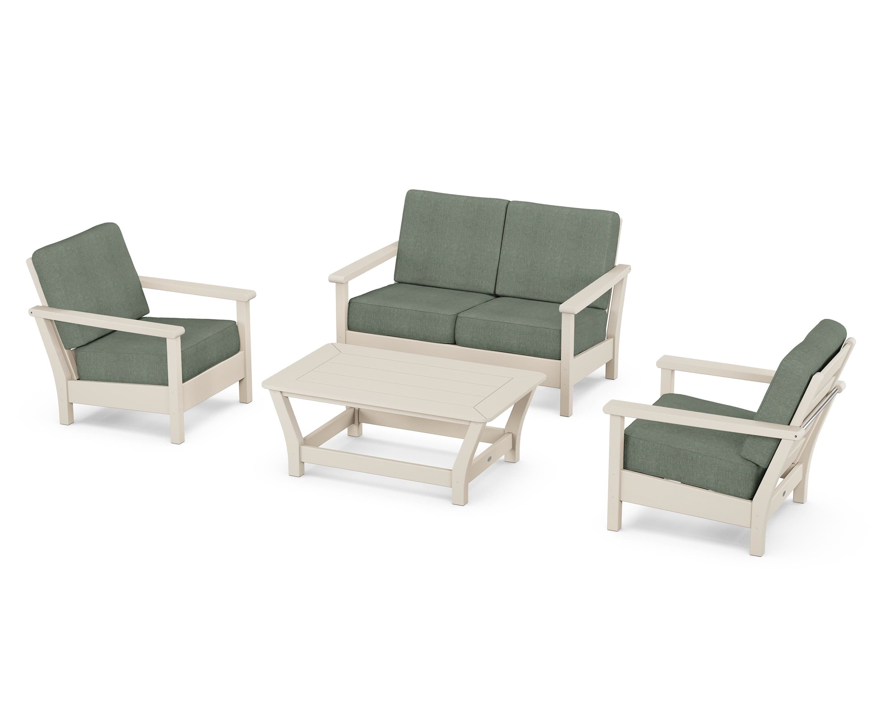 POLYWOOD Harbour 4-Piece Deep Seating Set in Sand / Cast Sage