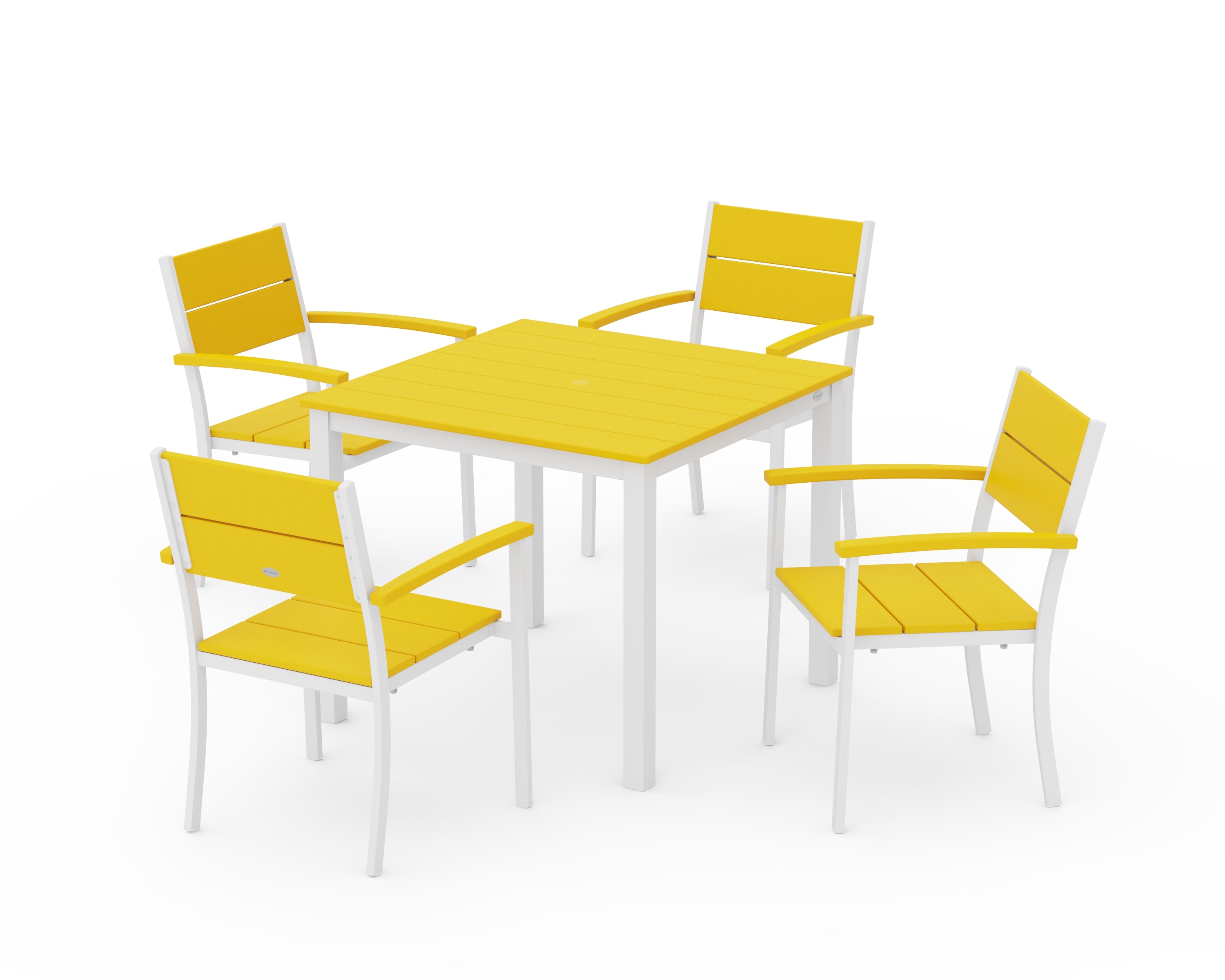 POLYWOOD Main Street 5-Piece Dining Set in White / Lemon