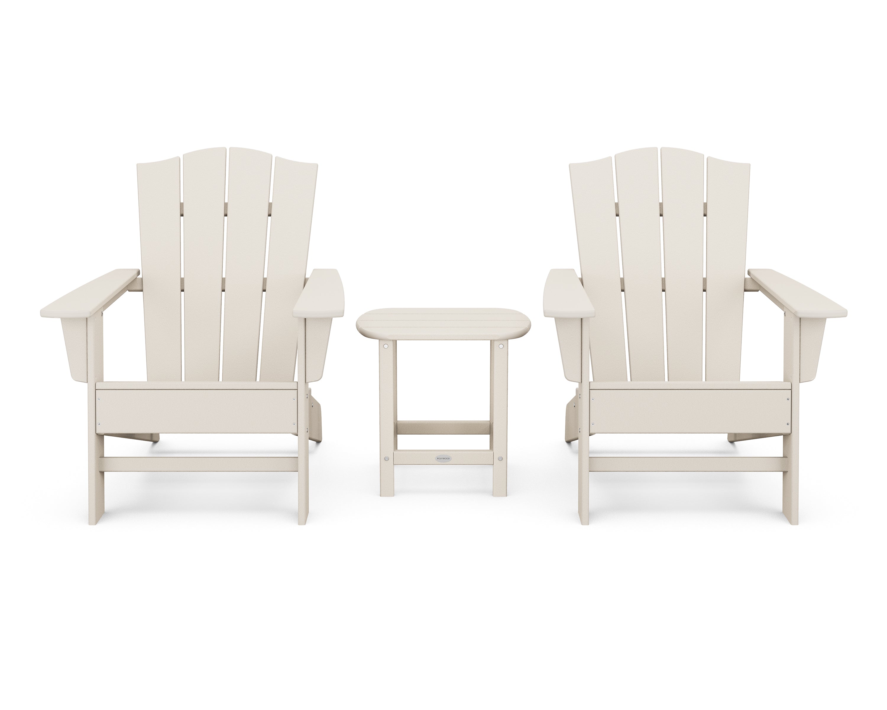 POLYWOOD Wave 3-Piece Adirondack Chair Set with The Crest Chairs in Sand