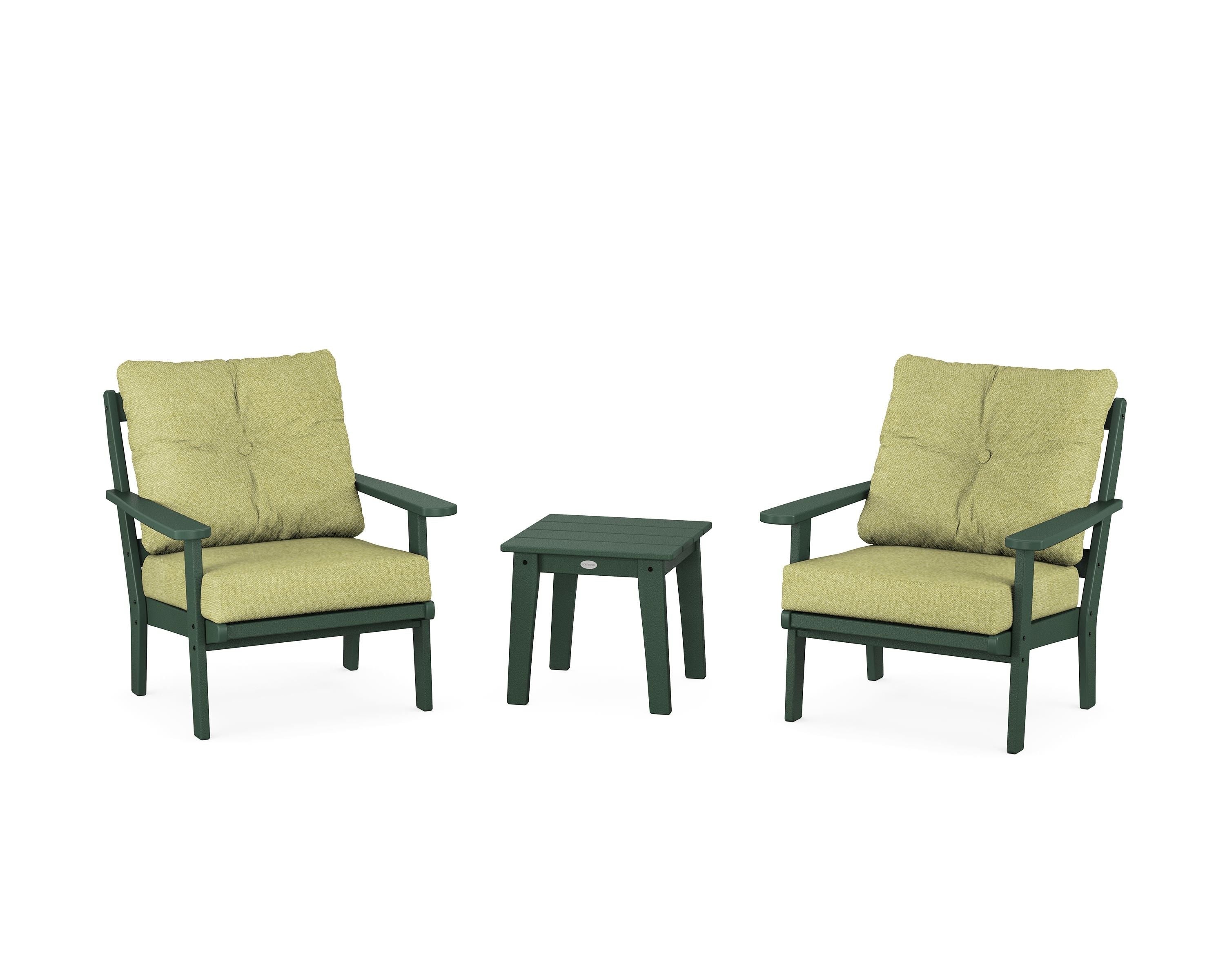 POLYWOOD Mission 3-Piece Deep Seating Set in Green / Chartreuse Boucle