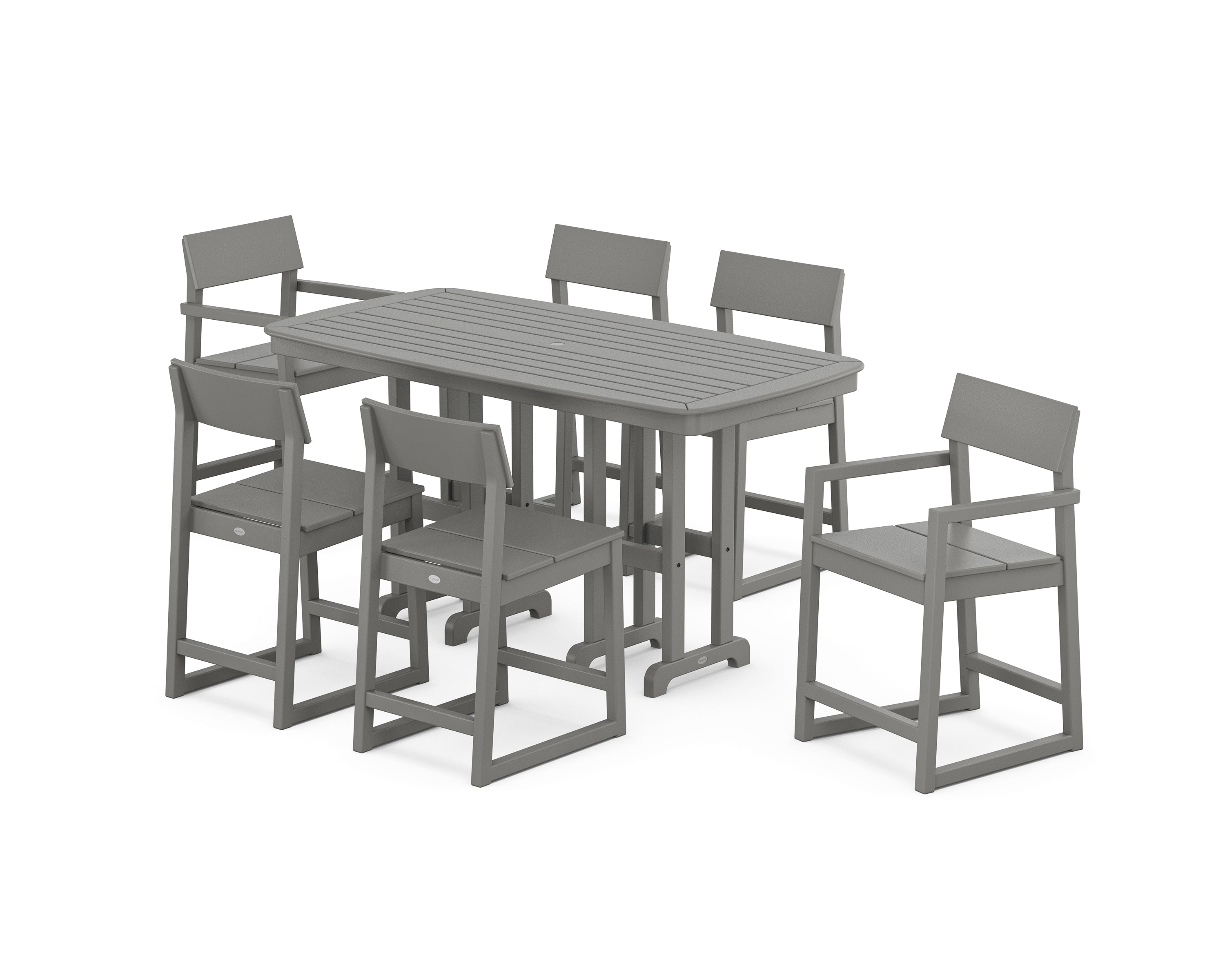 POLYWOOD® EDGE 7-Piece Counter Set in Slate Grey