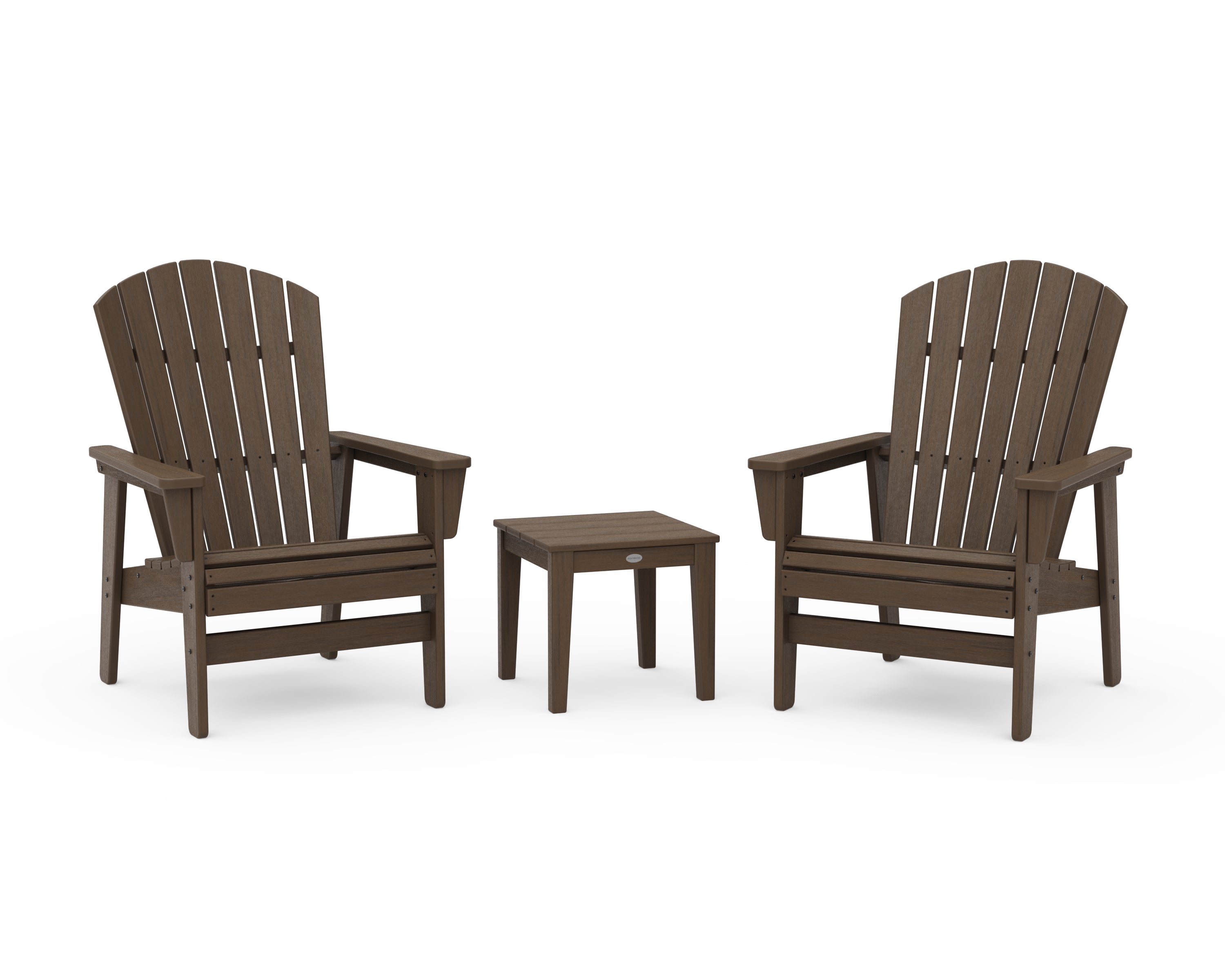 POLYWOOD 3-Piece Nautical Grand Upright Adirondack Set in Kona