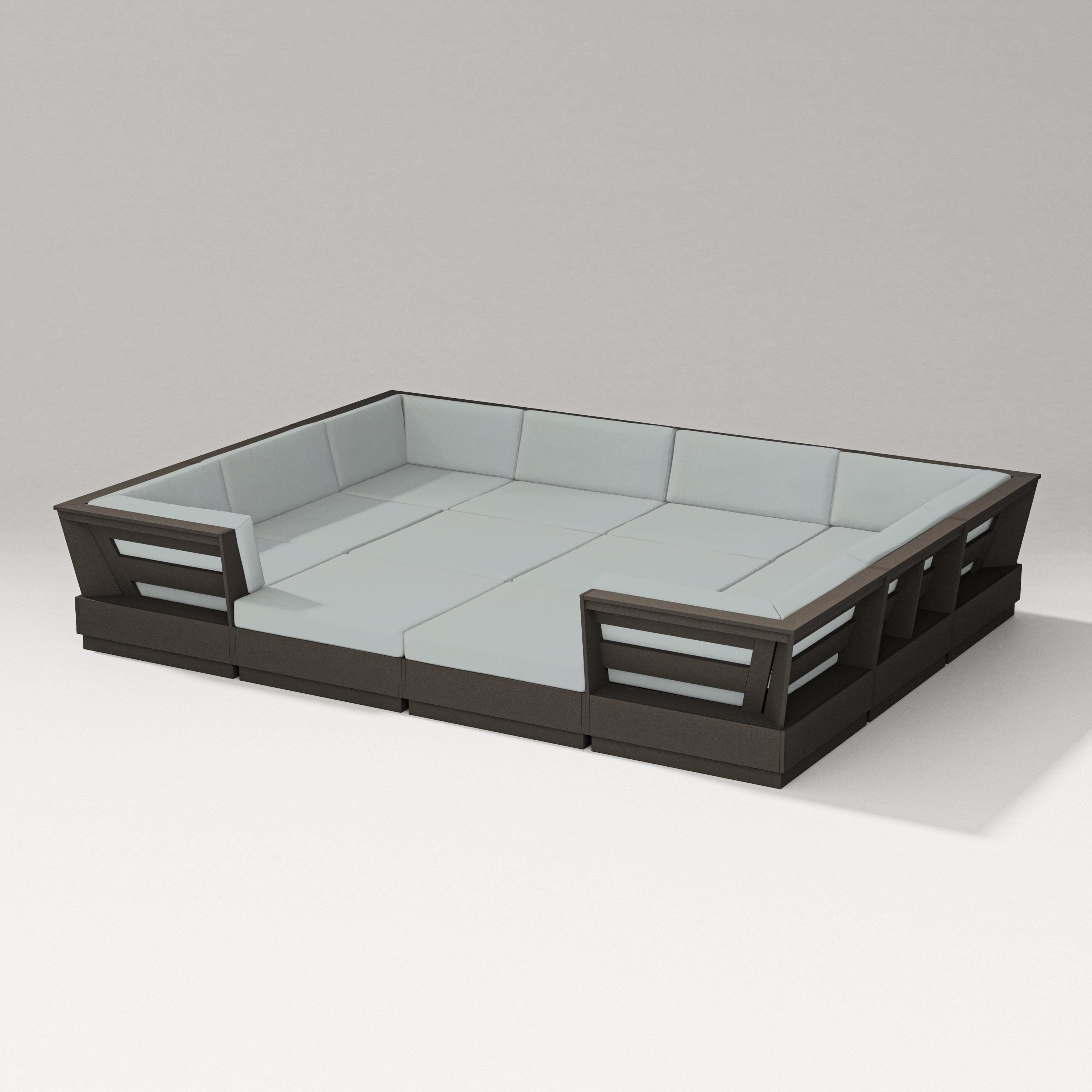 PW Designer Series Elevate 12-Piece Pit Sectional in Vintage Coffee / Spa