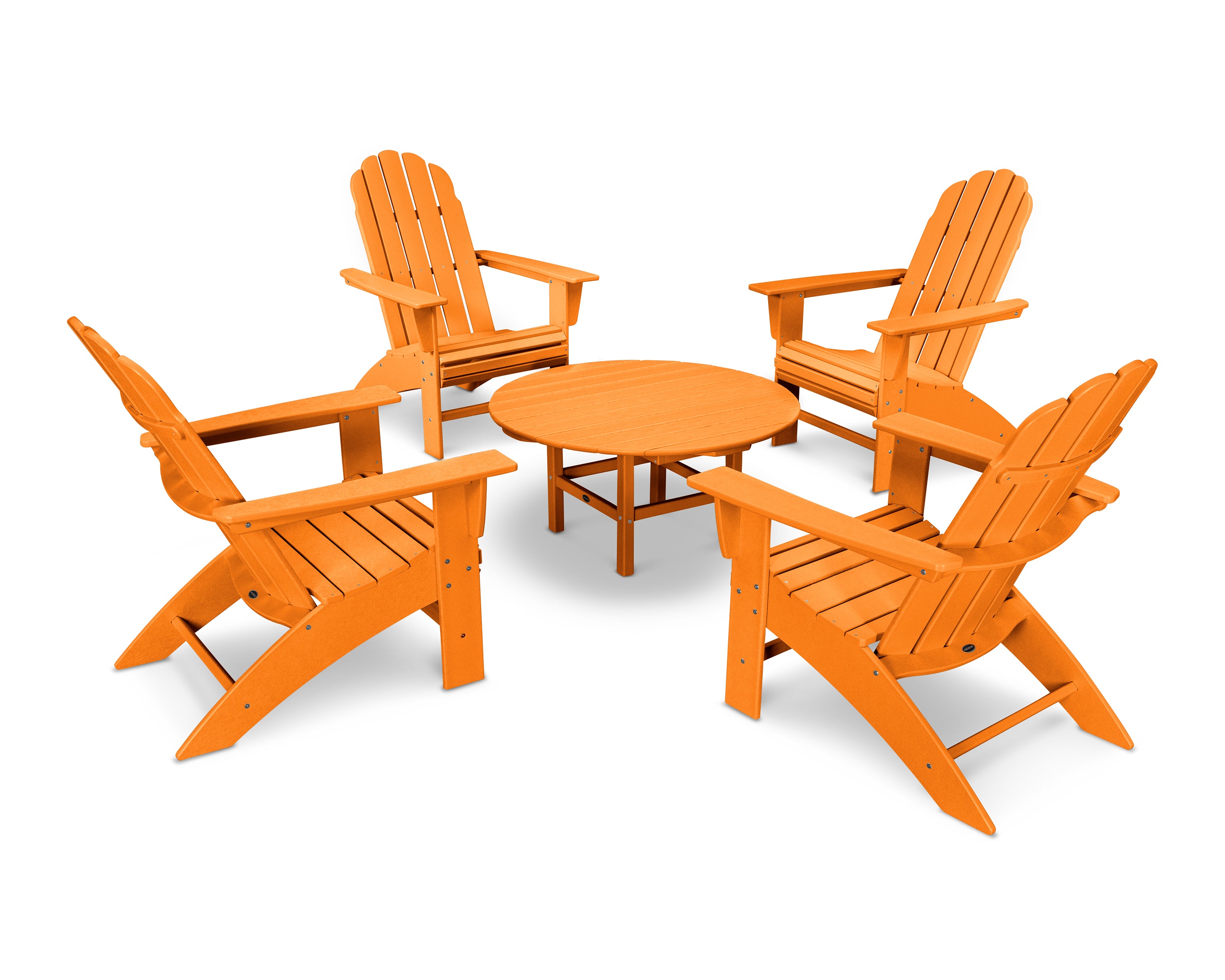 POLYWOOD® Vineyard 5-Piece Oversized Adirondack Set in Tangerine