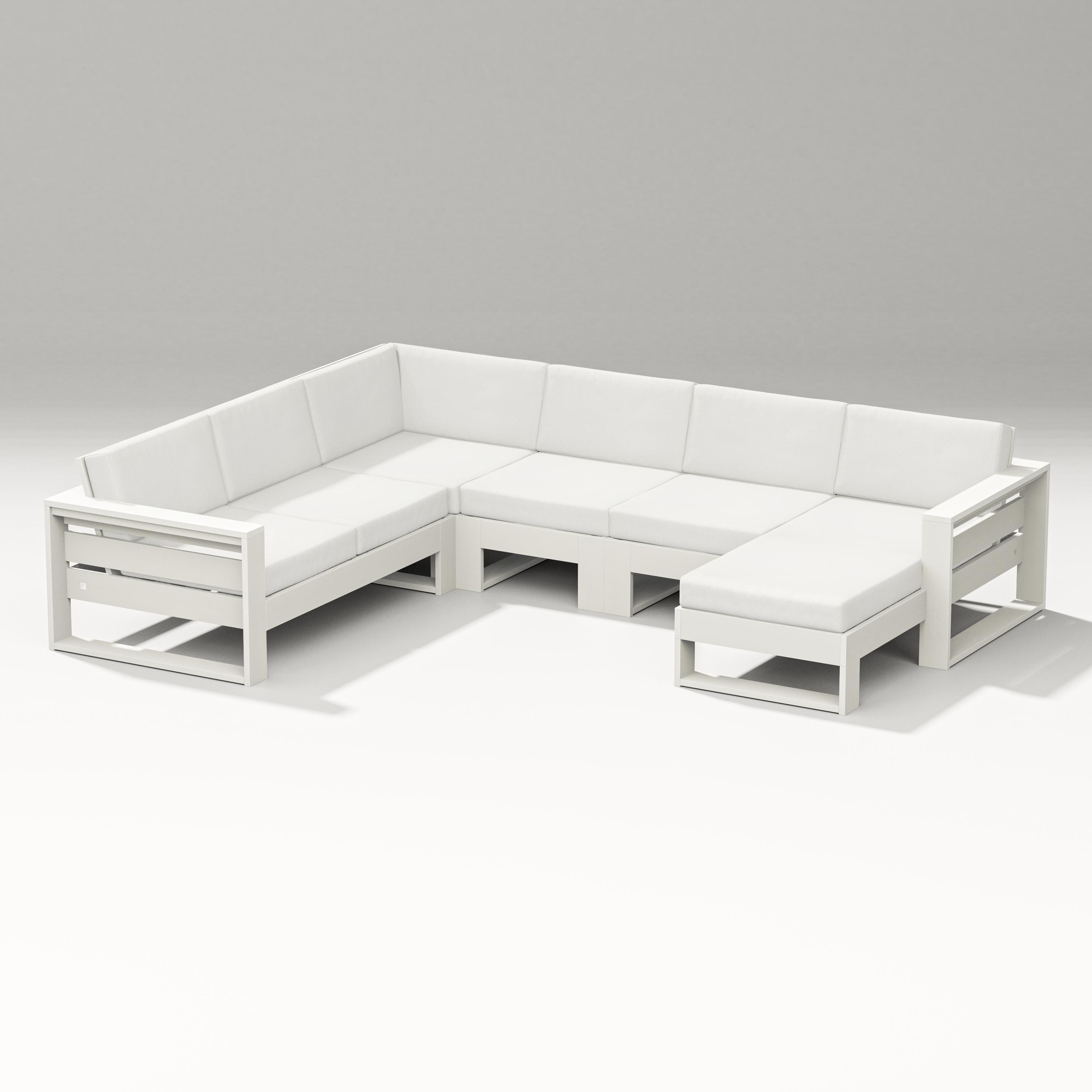 PW Designer Series Latitude Corner Sectional with Right Chaise in Vintage White / Natural Linen