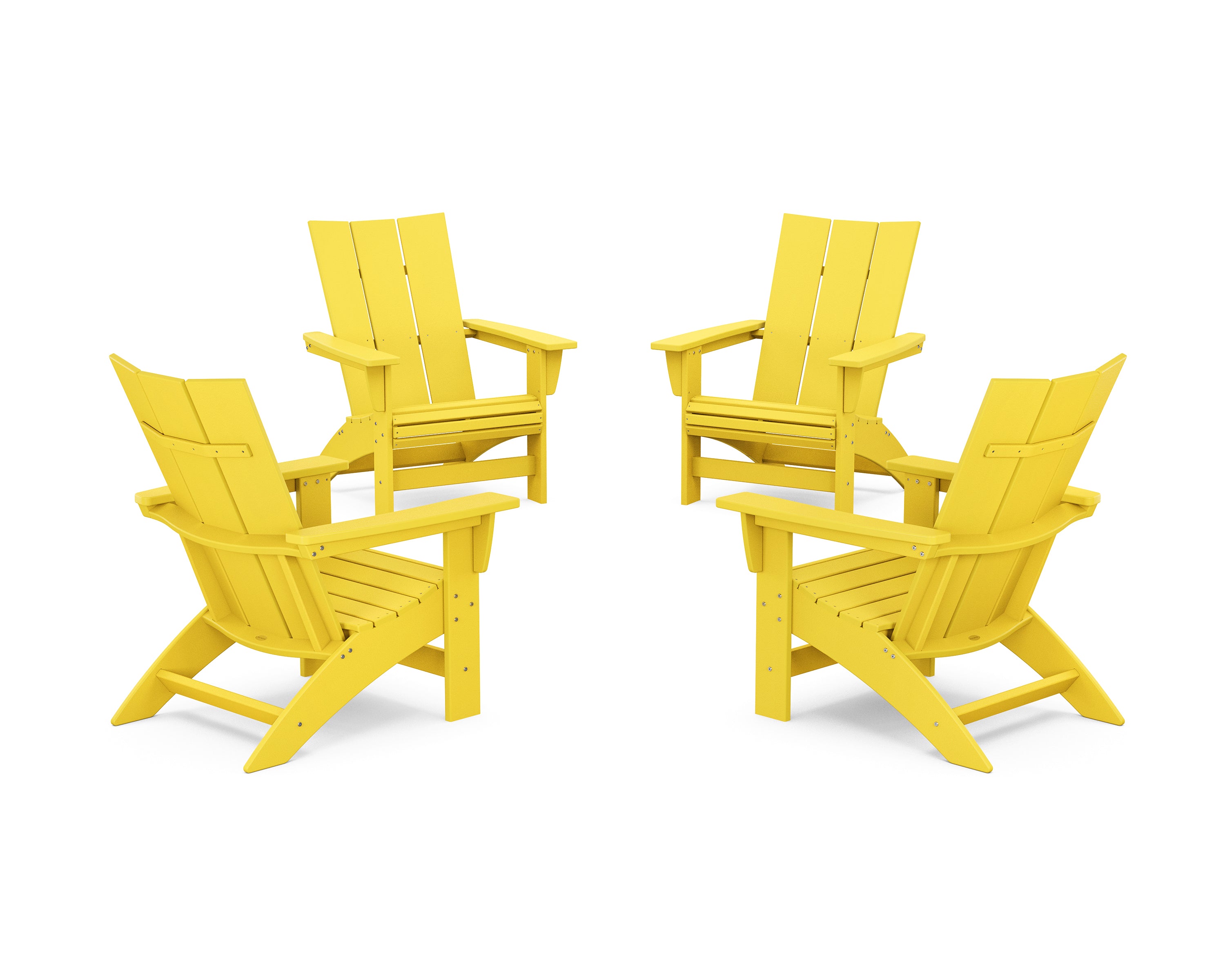 POLYWOOD 4-Piece Modern Grand Adirondack Chair Conversation Set in Lemon