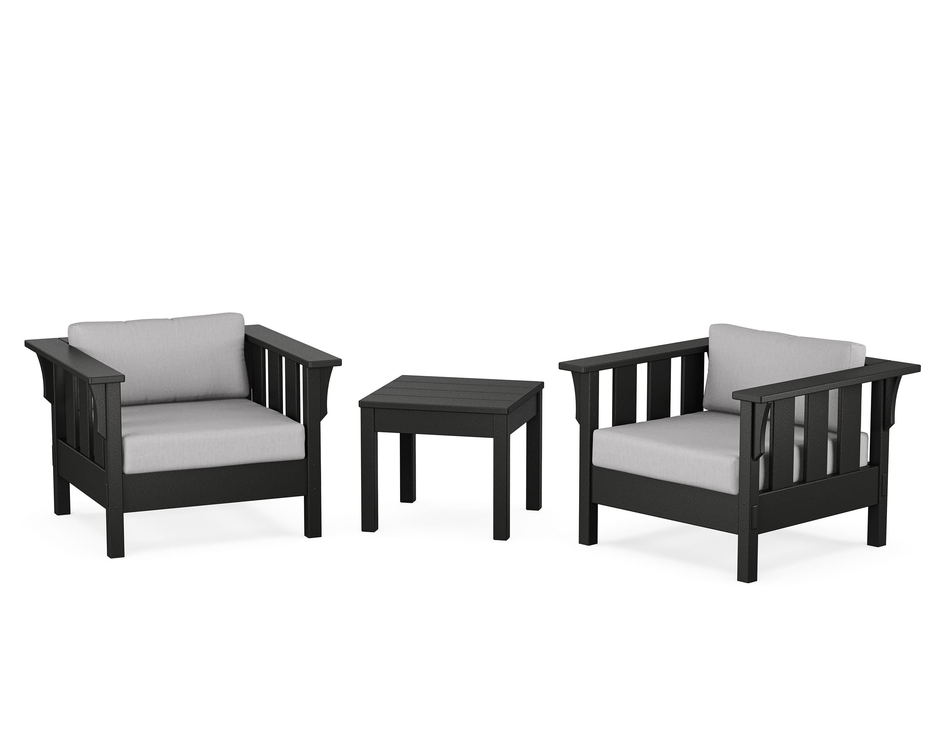 Martha Stewart by POLYWOOD Acadia 3-Piece Deep Seating Set in Black / Granite