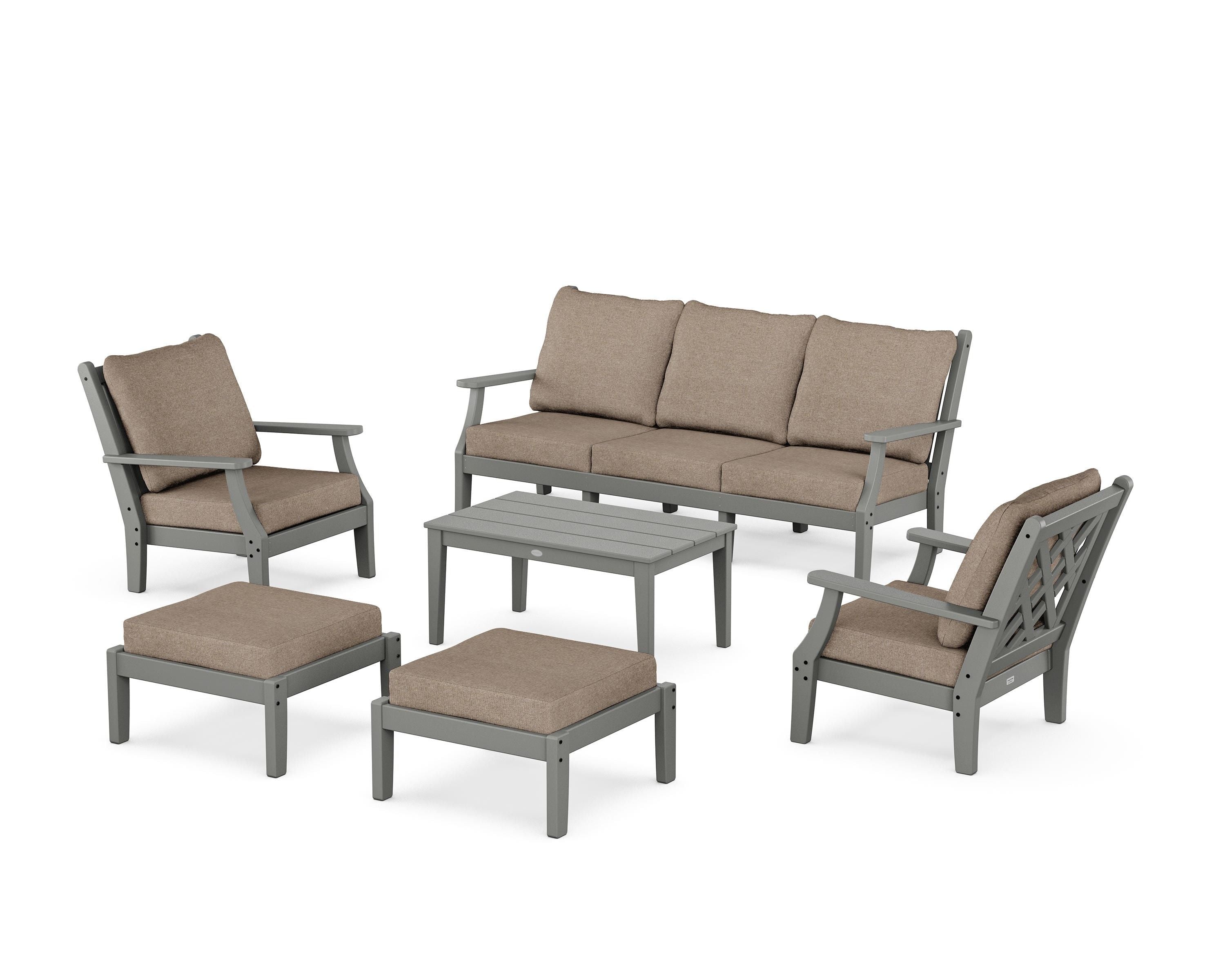 Country Living Wovendale 6-Piece Lounge Sofa Set in Slate Grey / Spiced Burlap