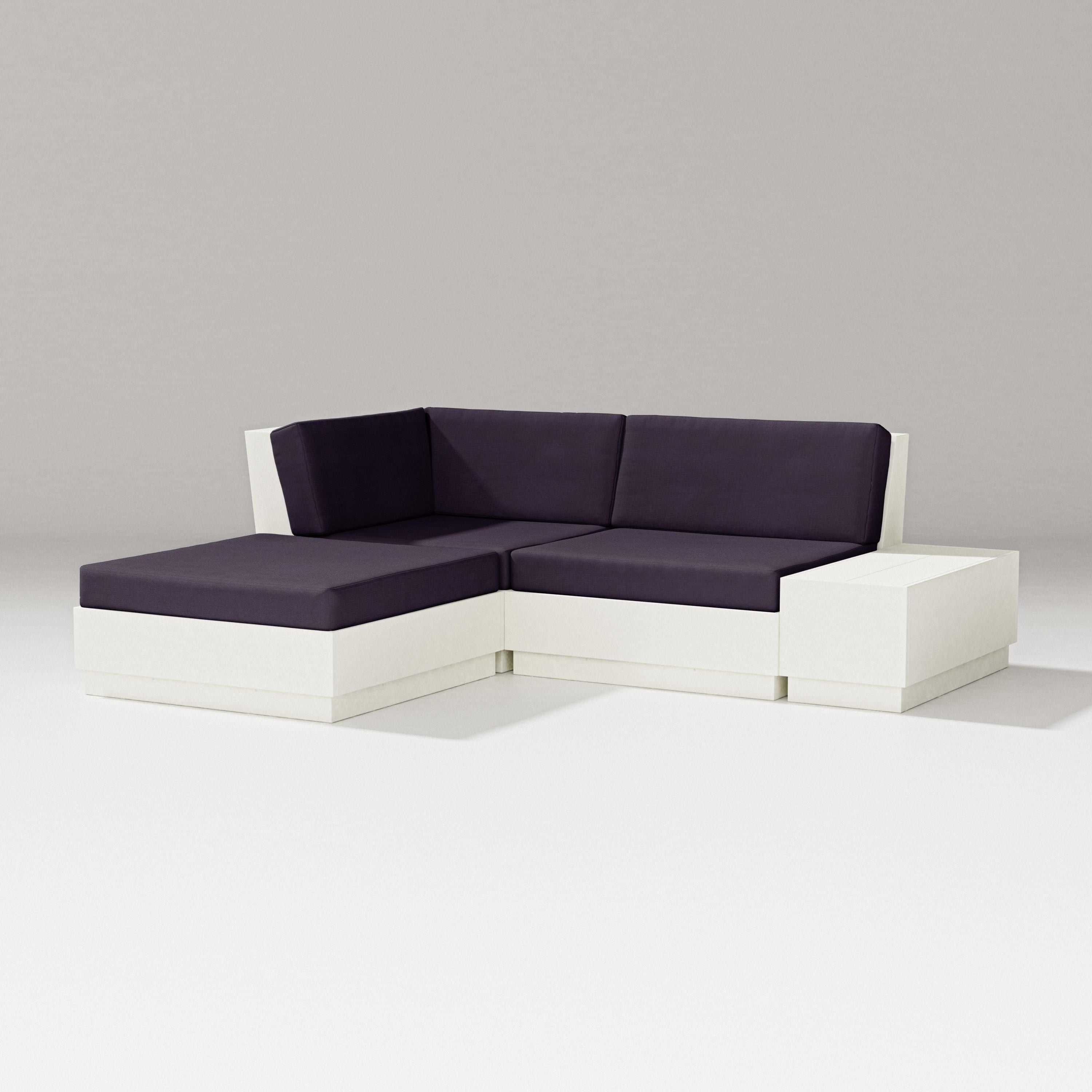 PW Designer Series Elevate Loveseat Sectional with Chaise in Vintage White / Navy Linen