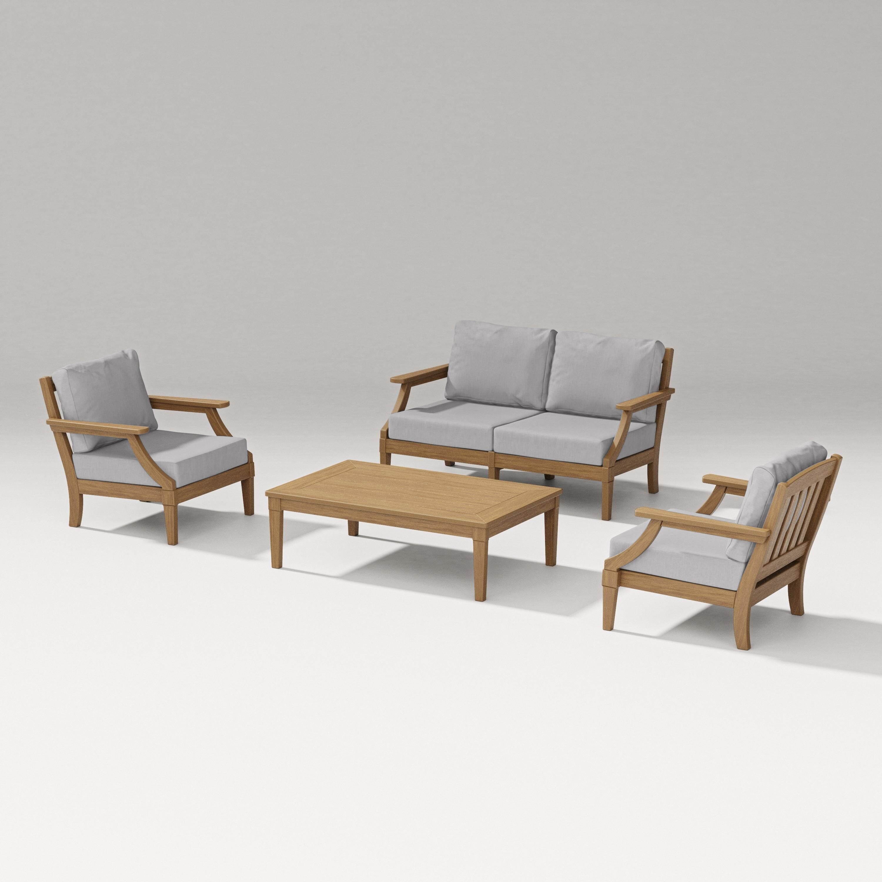PW Designer Series Estate Lounge 4-Piece Loveseat Set in Natural / Granite