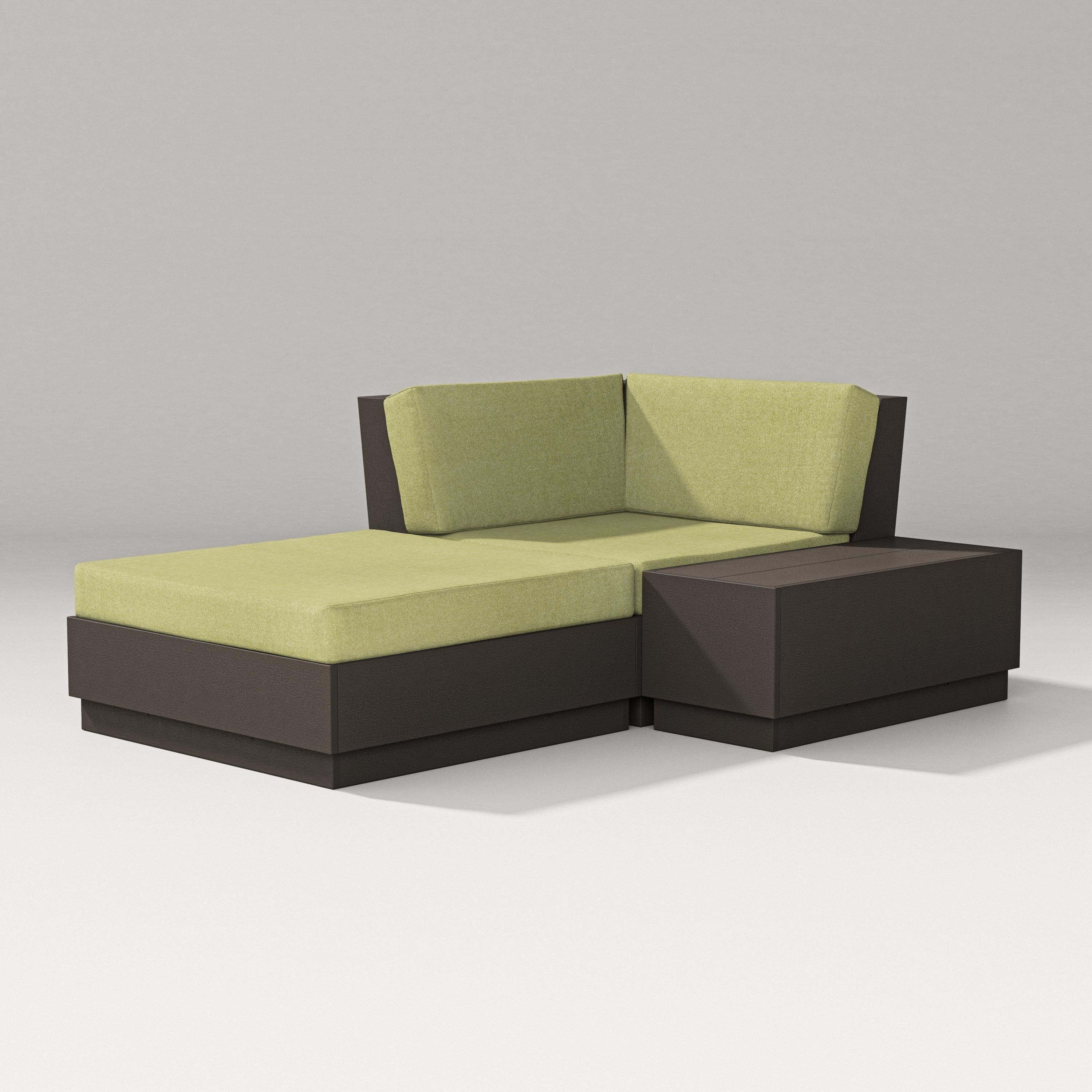 PW Designer Series Elevate Corner Chaise in Vintage Coffee / Chartreuse Boucle