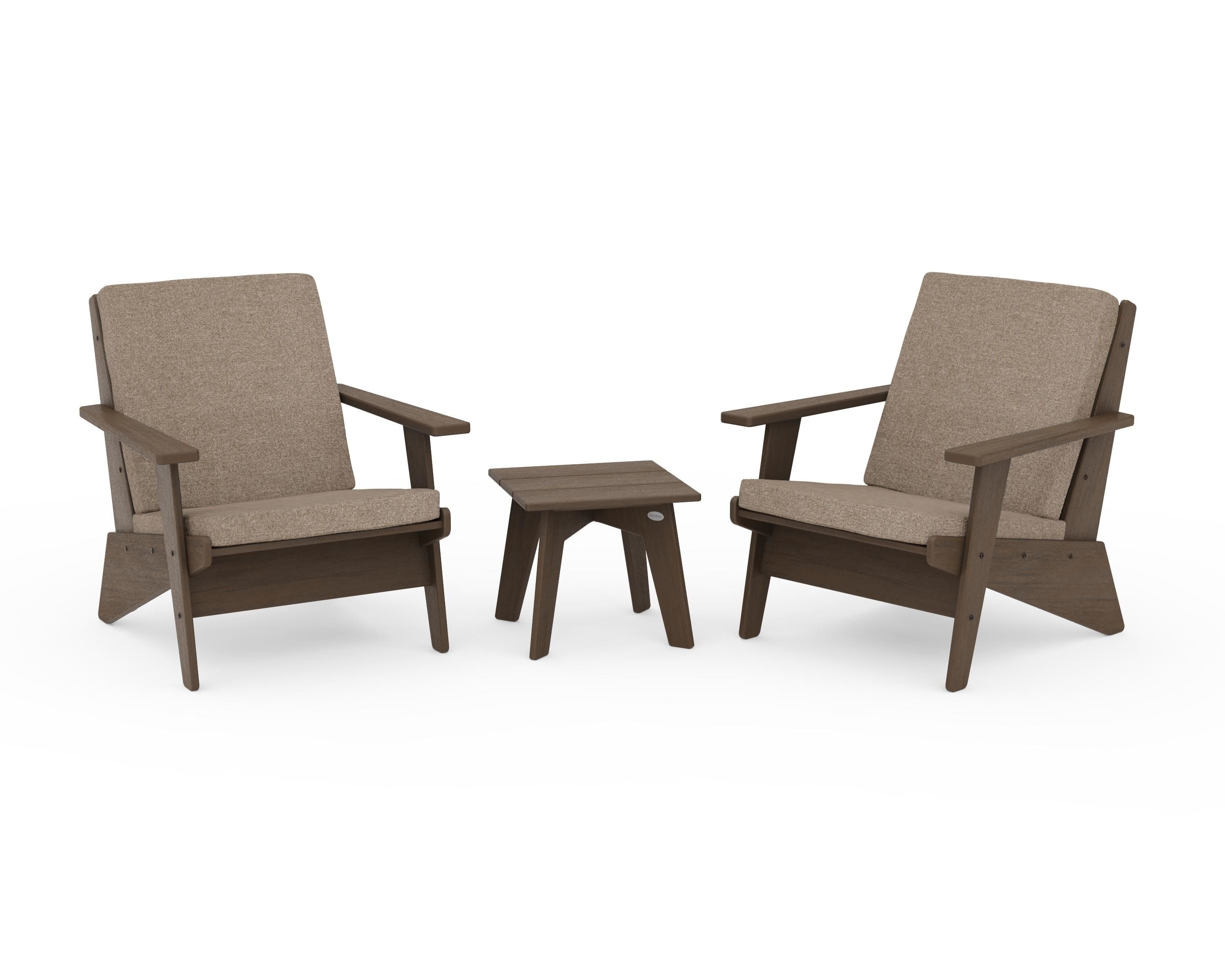 POLYWOOD Riviera Modern Lounge 3-Piece Set in Kona / Spiced Burlap