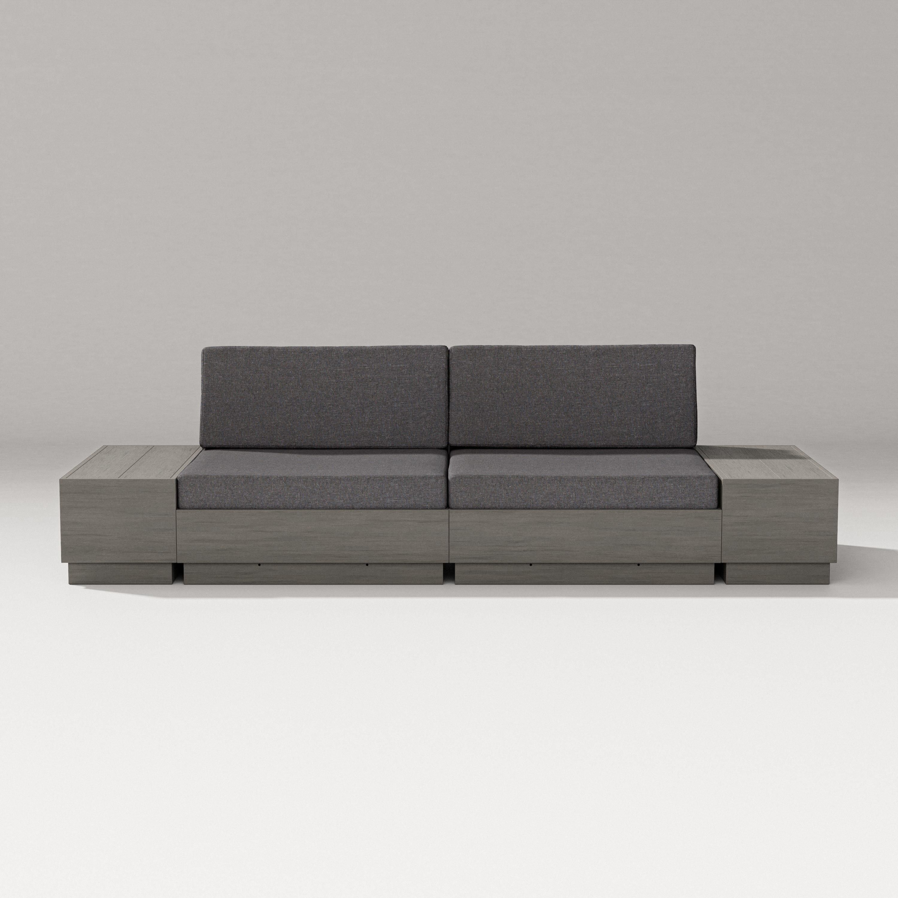 PW Designer Series Elevate 4-Piece Loveseat Sectional in Driftwood / Ash Charcoal
