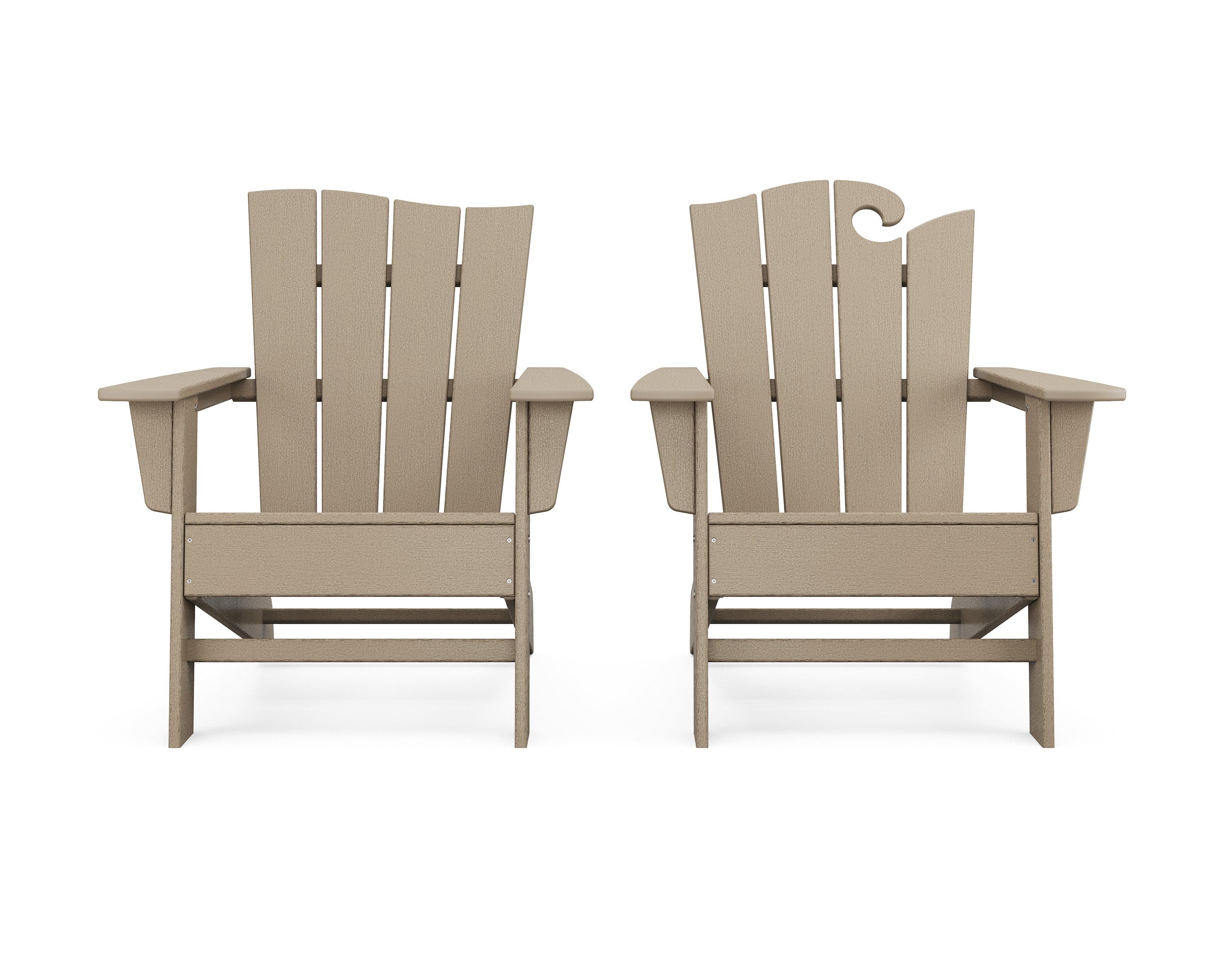 POLYWOOD® Wave 2-Piece Adirondack Set with The Wave Chair Left in Vintage Sahara