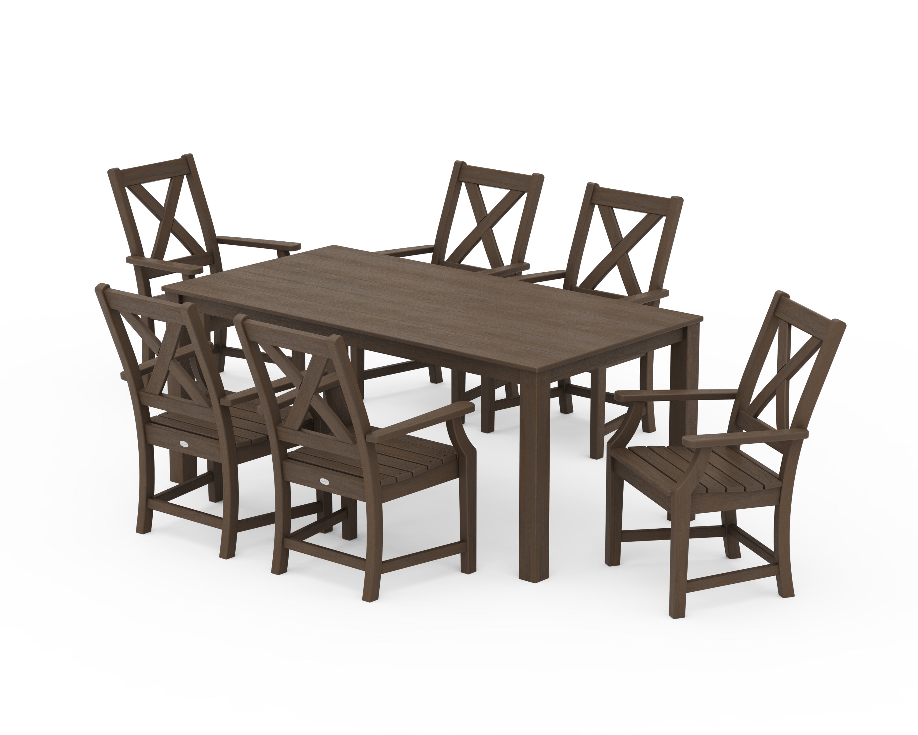 POLYWOOD Braxton Arm Chair 7-Piece Parsons Dining Set in Kona