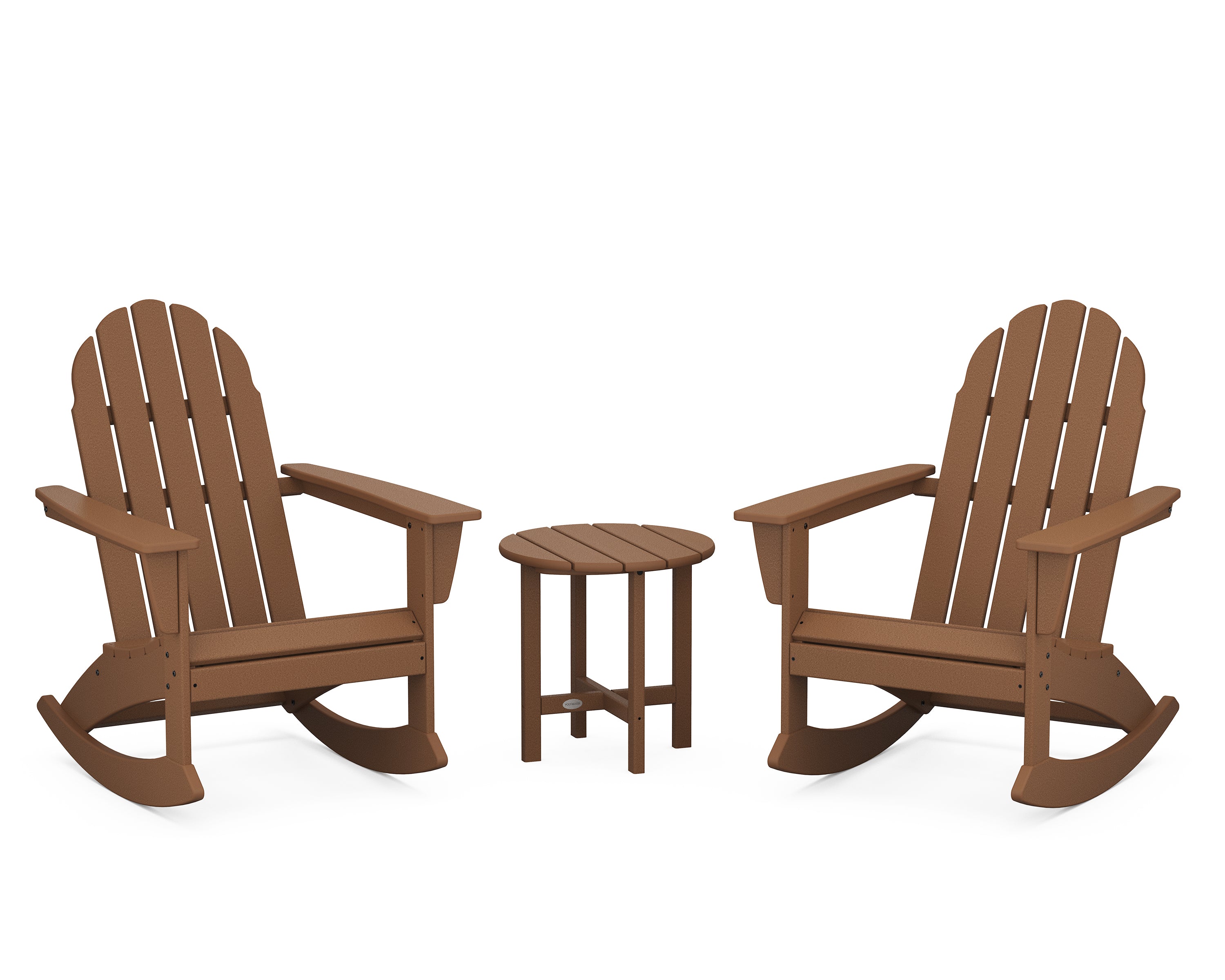 POLYWOOD Vineyard 3-Piece Adirondack Rocking Chair Set in Teak