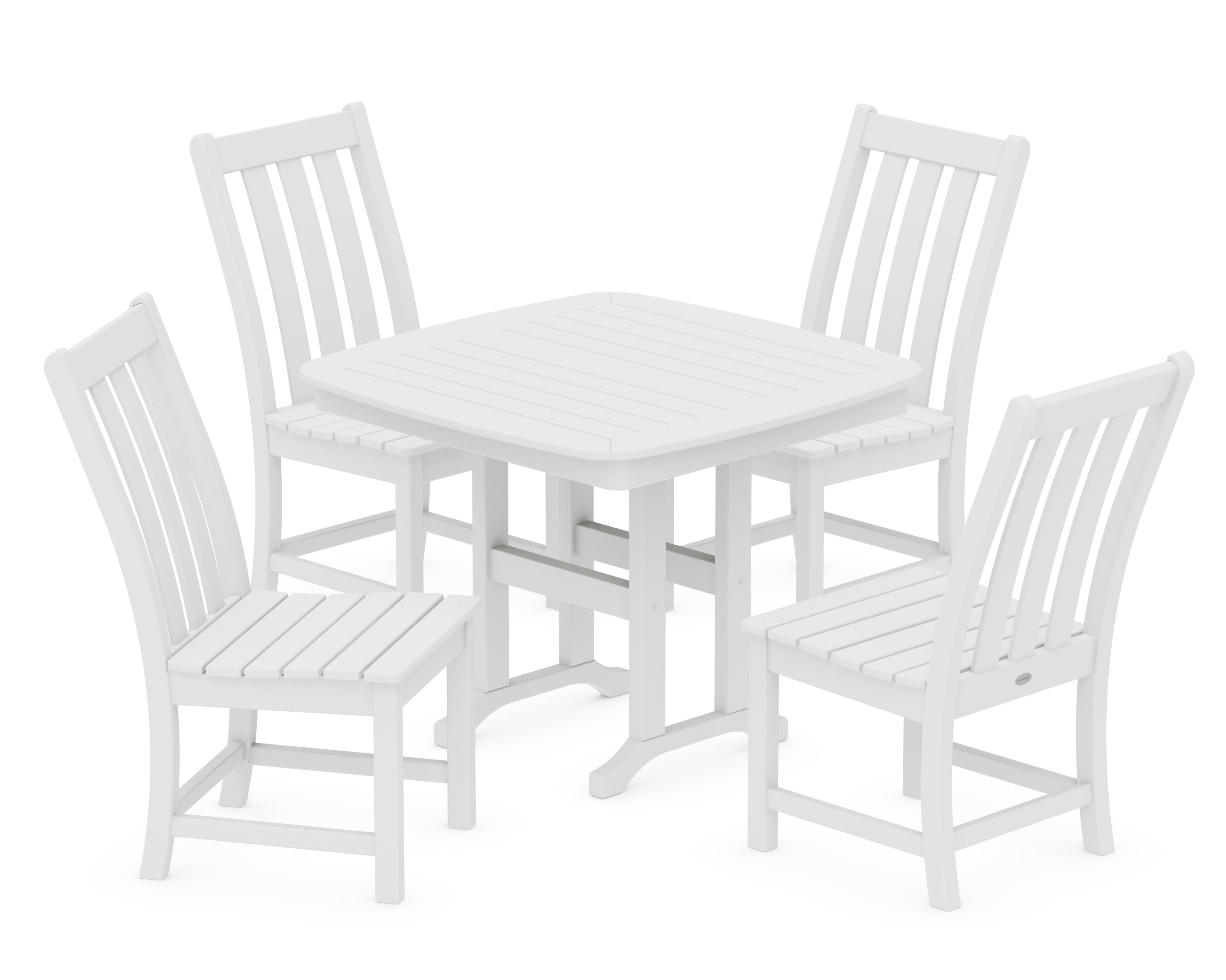 POLYWOOD Vineyard 5-Piece Side Chair Dining Set in White