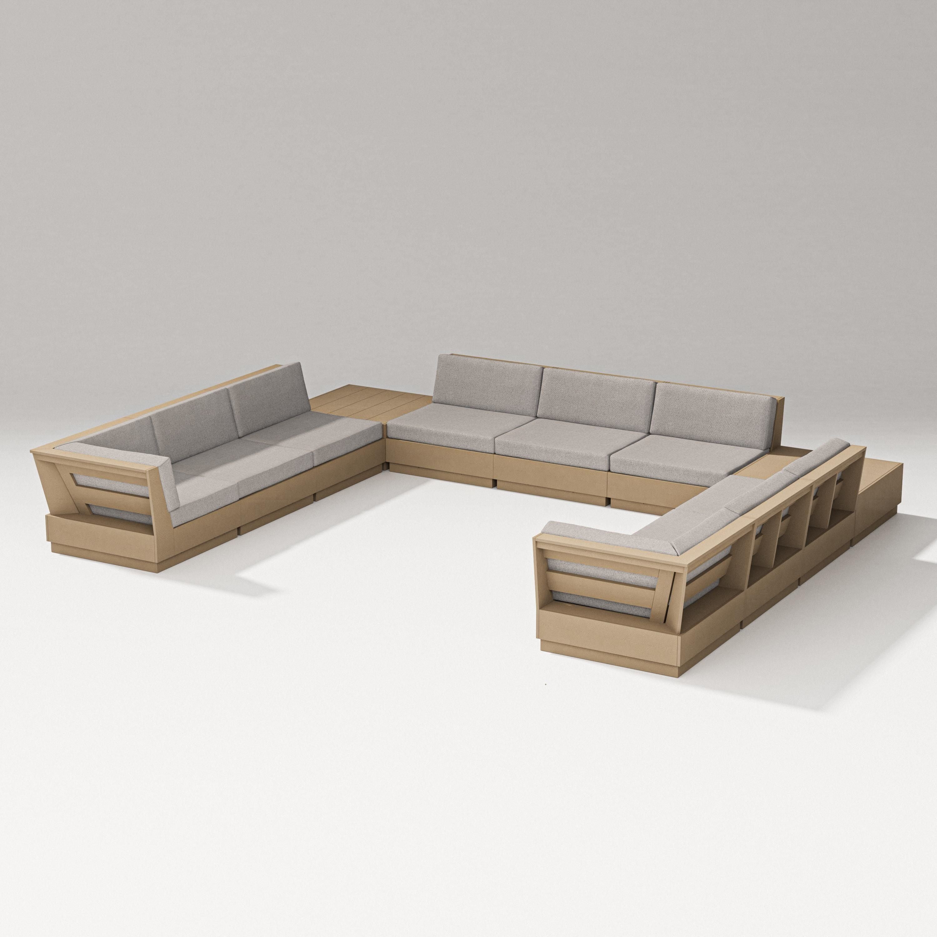 PW Designer Series Elevate 11-Piece U-Shaped Sofa Sectional in Vintage Sahara / Weathered Tweed